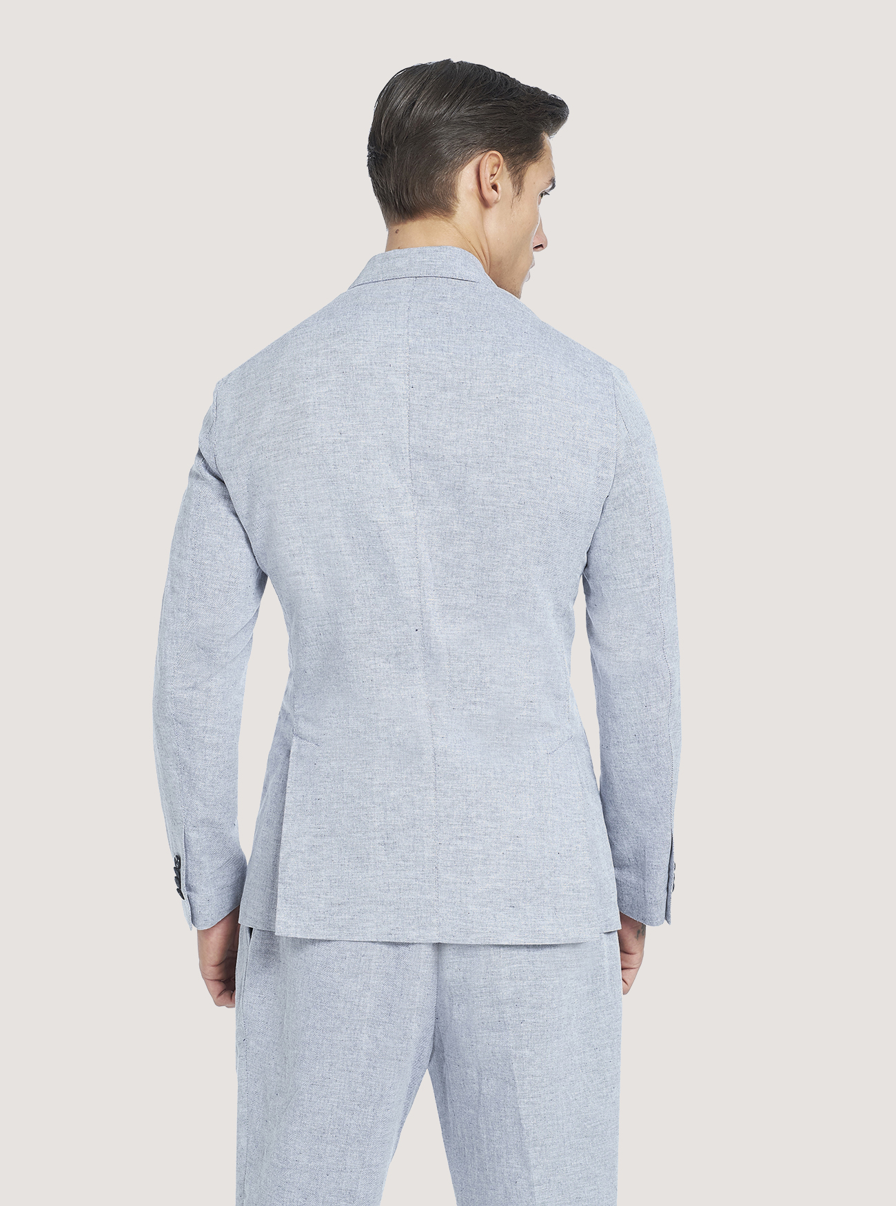 Linen Blend Jacket, BLUE
