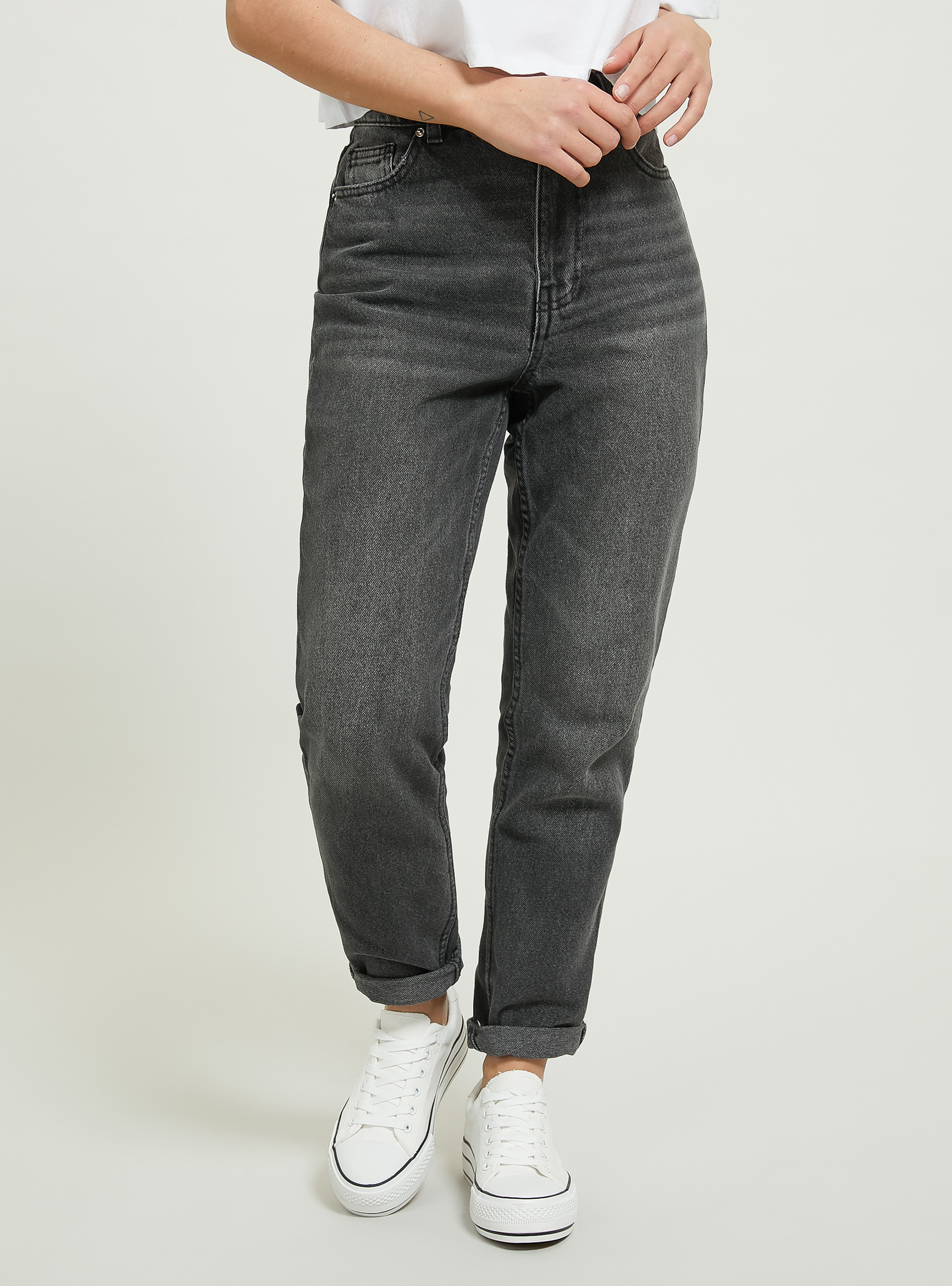 Mom Fit Jeans, D000 BLACK