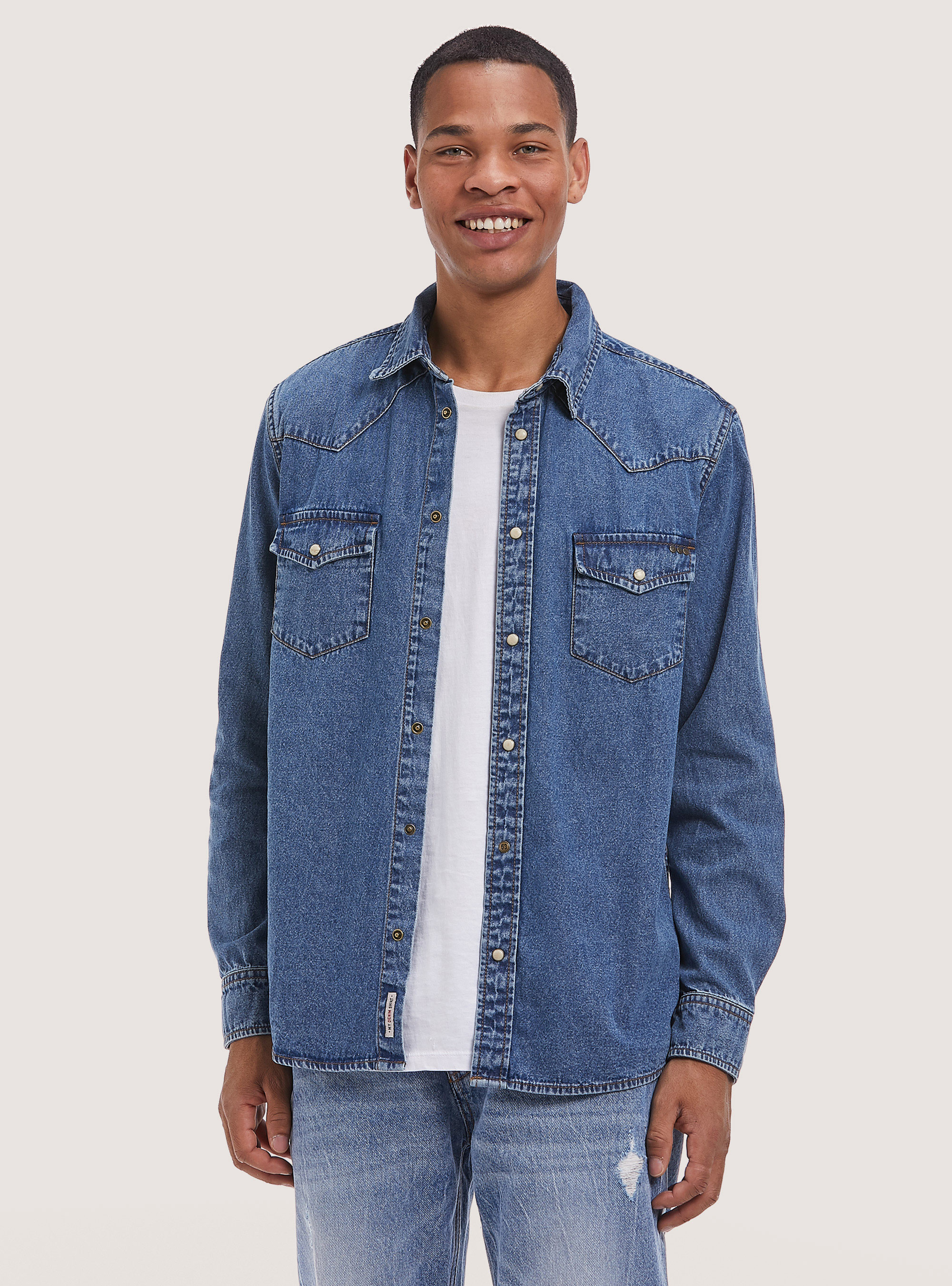 Camisa vaquera, D005 LIGHT BLUE