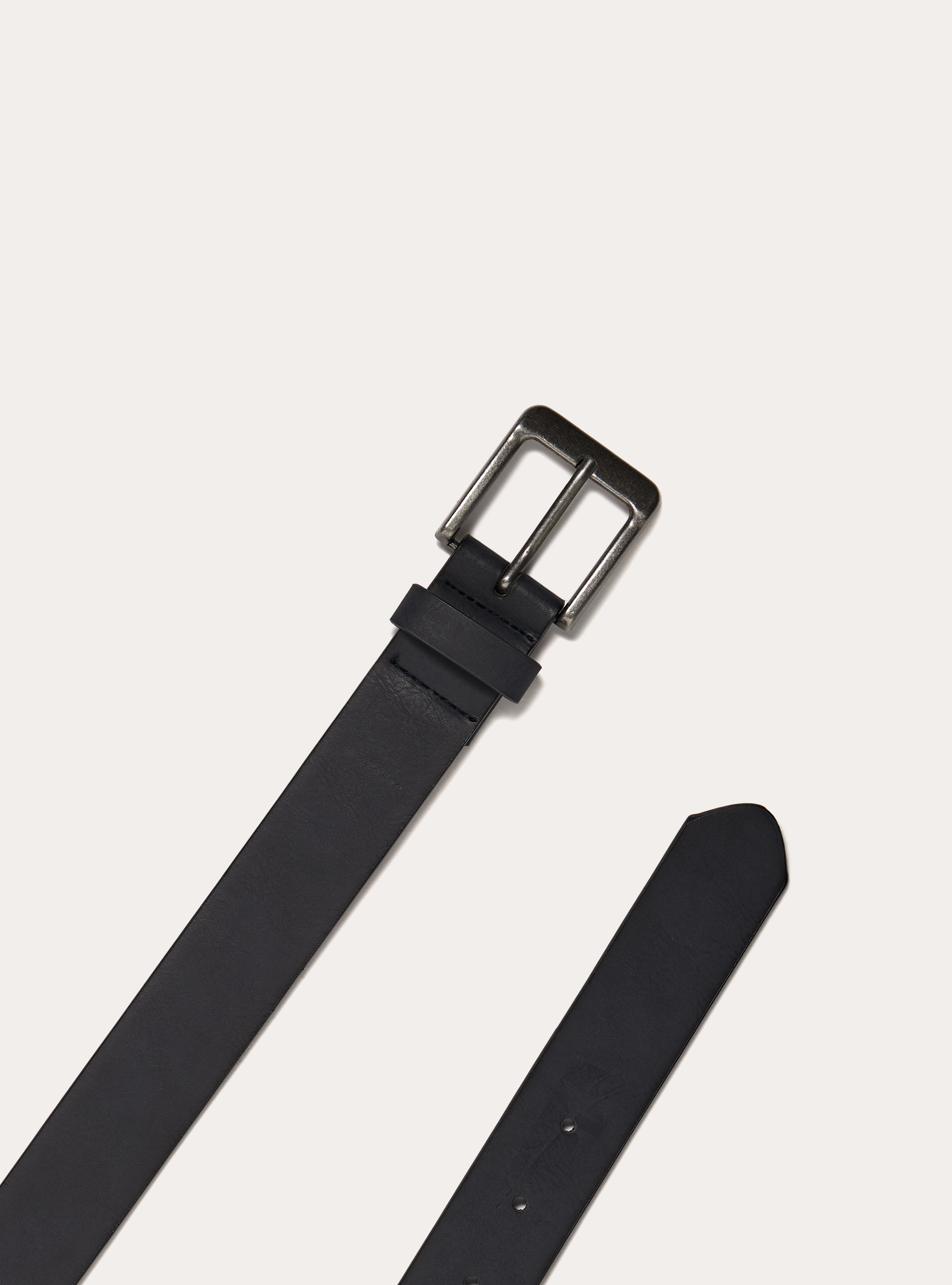 Cinturon de piel con hebilla cuadrada de efecto satinado, NA2 NAVY MEDIUM