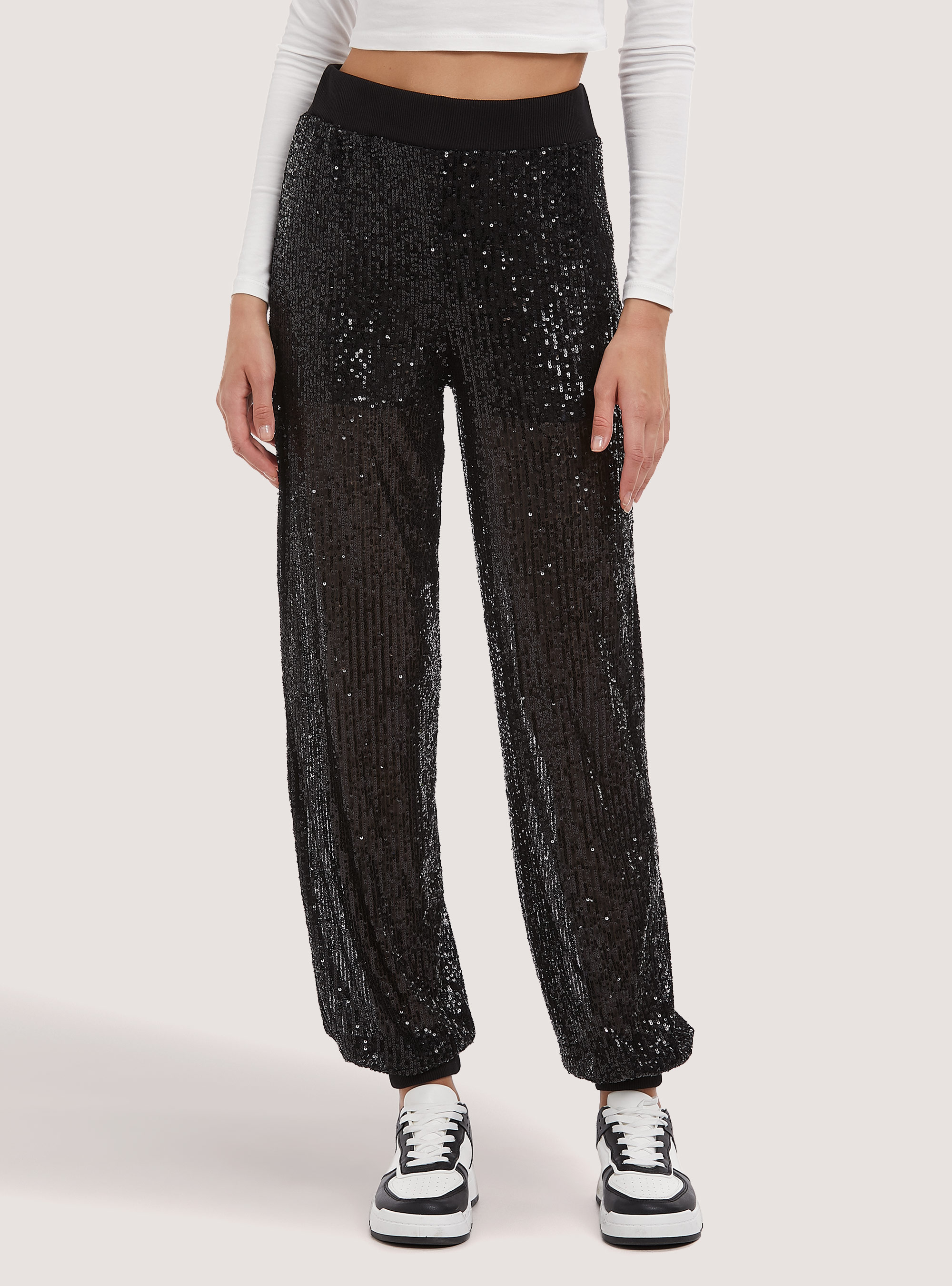 Jogger in pailetttes, BK1 BLACK