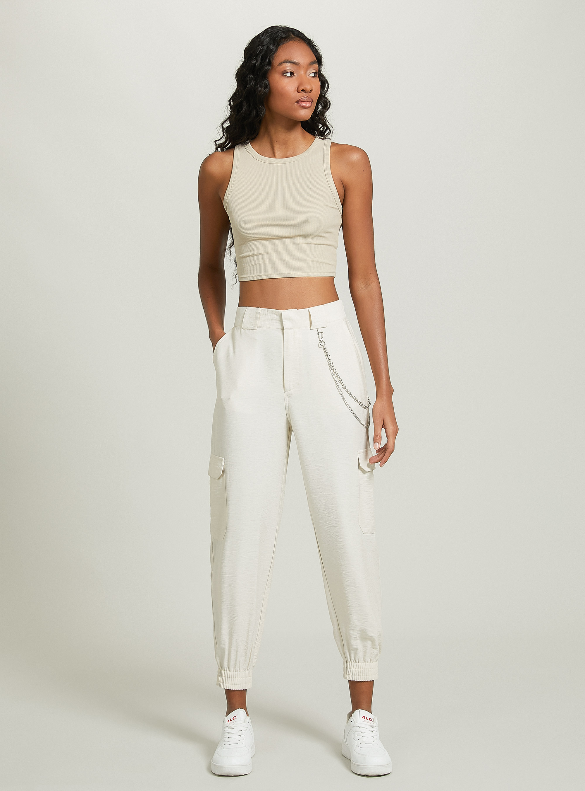 Hose aus einer Leinenmischung mit Kette, WH2 WHITE