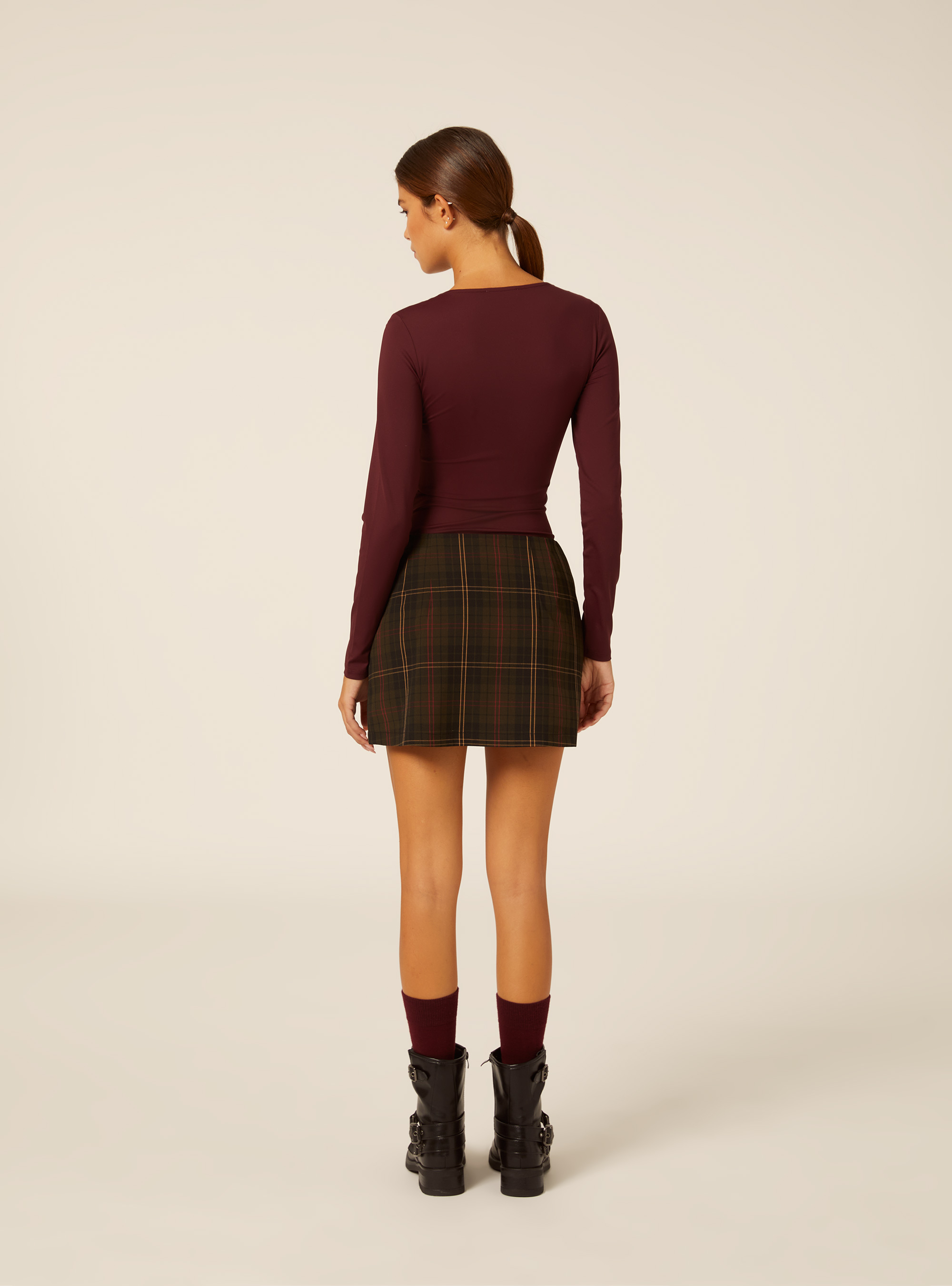 Body de manga larga con escote cuadrado, BO1 BORDEAUX DARK