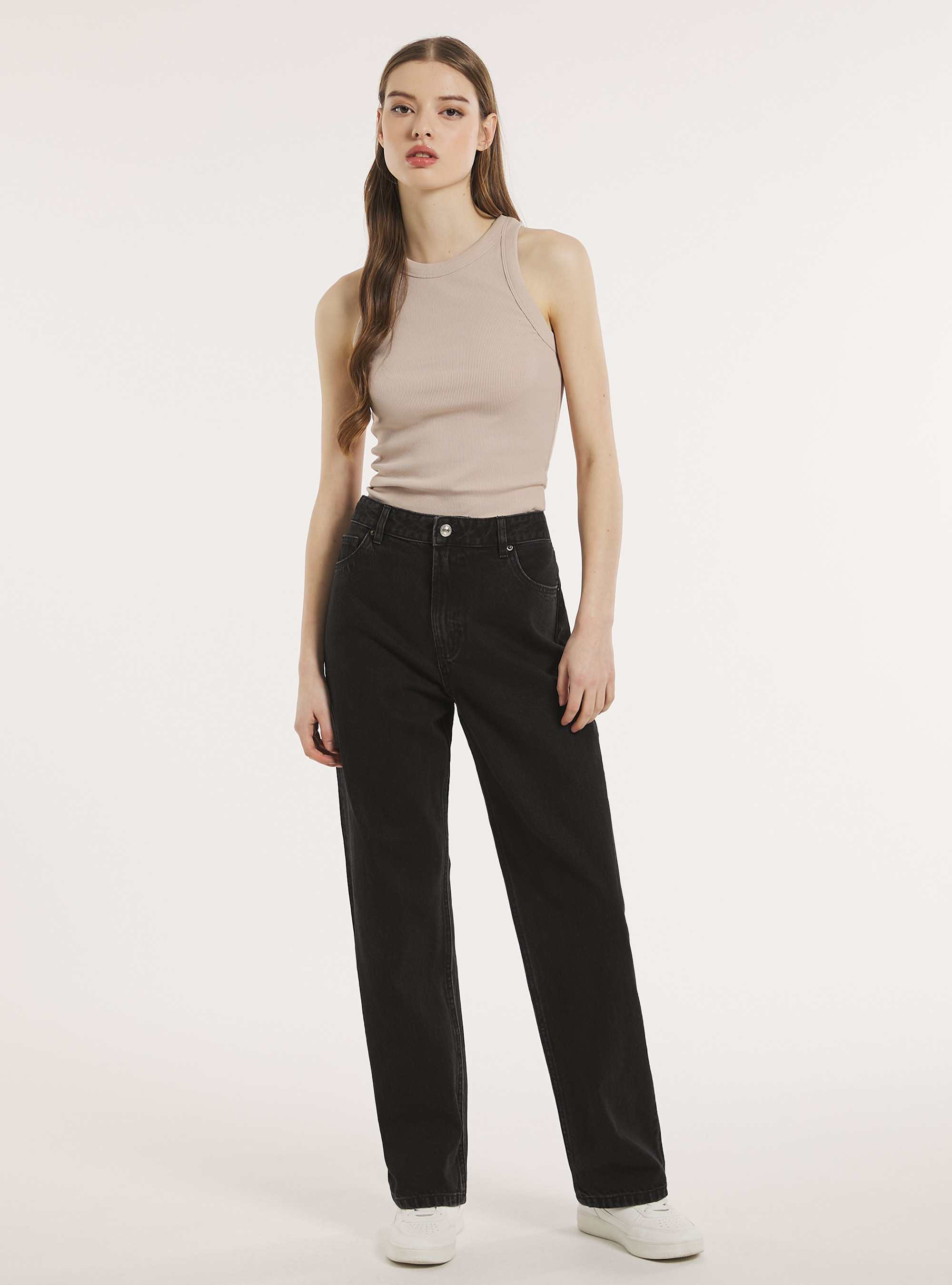 Loose straight fit jeans, D000 BLACK