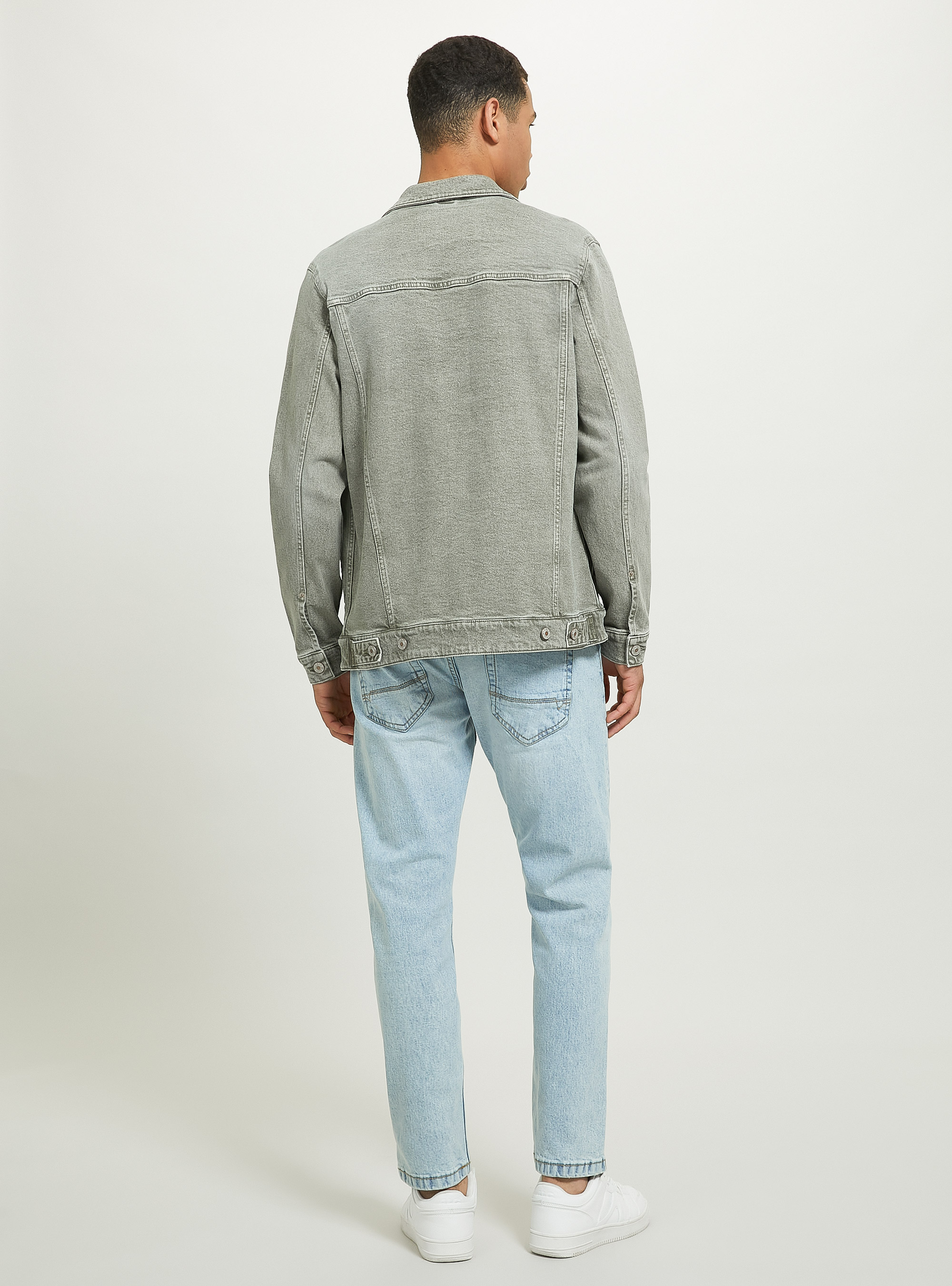 Giubbotto denim in twill stretch, KAKI