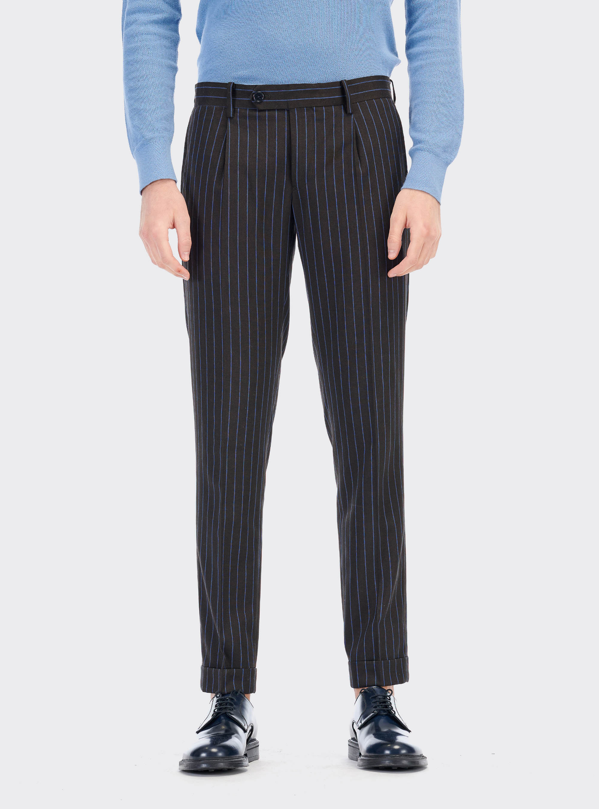 Pantalone fantasia gessato, C507 BROWN