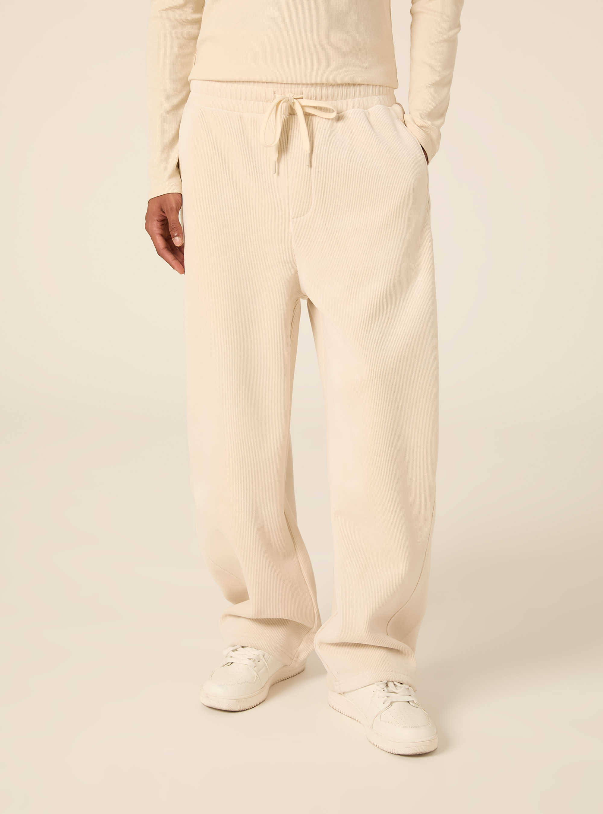 Pantalone in velluto a coste barrel fit, CR3 CREAM LIGHT