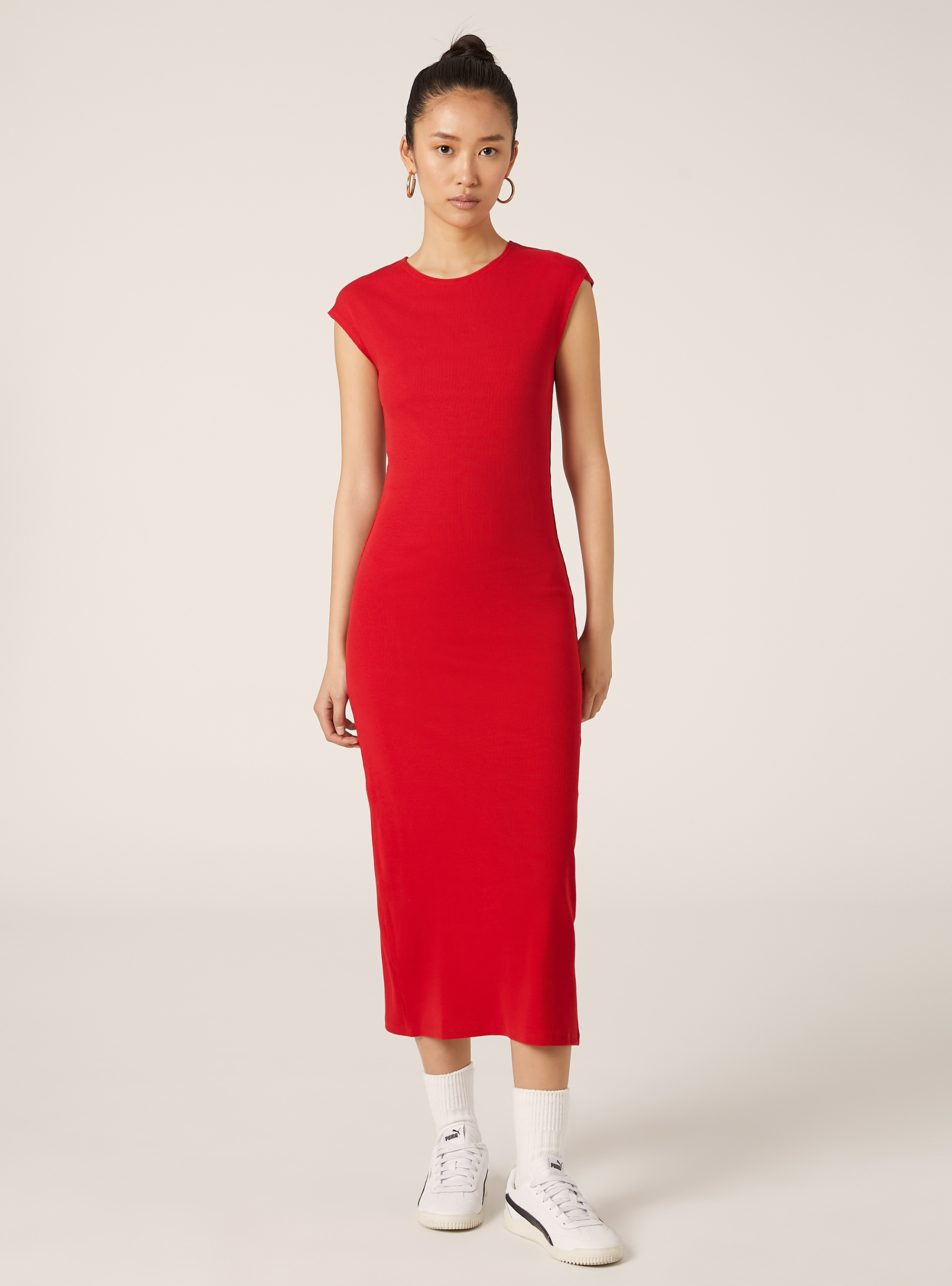 Fitted ribbed dress, RD2 RED MEDIUM