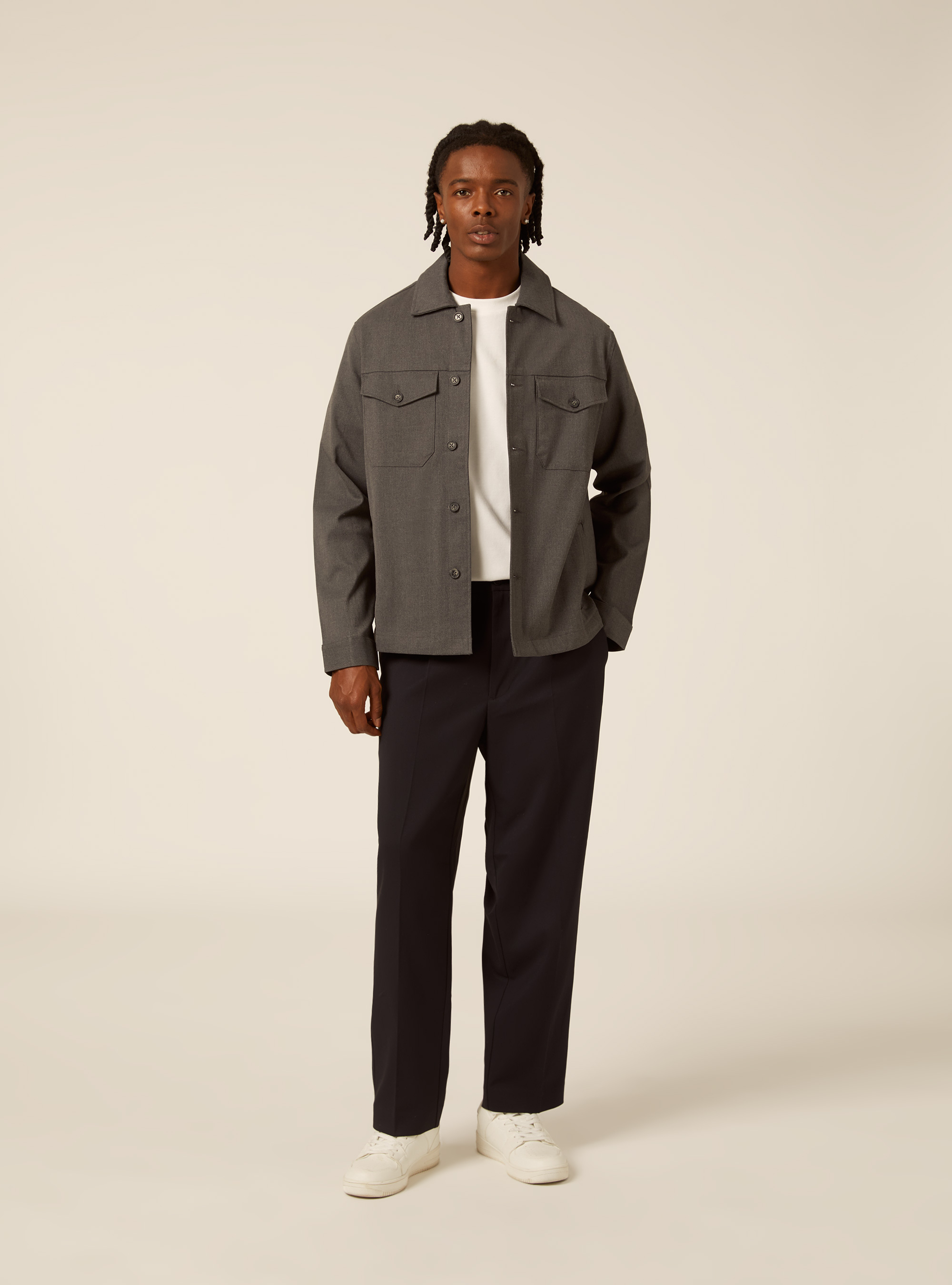 Hemdjacke mit pattentaschen, MGY1 GREY MEL DARK