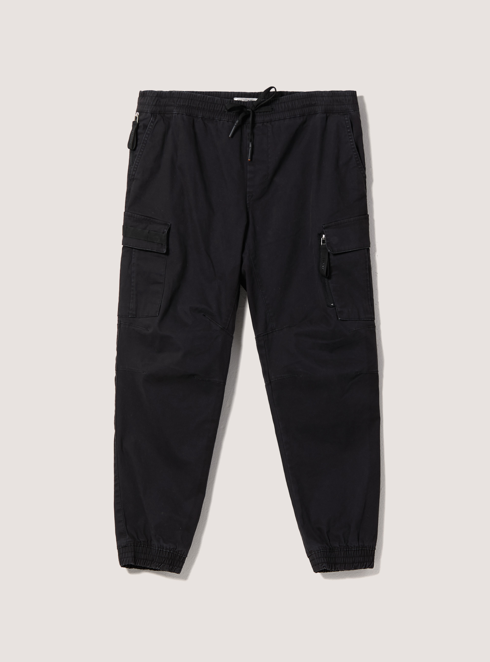 Stretch twill jogger trousers with large pockets, BK1 BLACK
