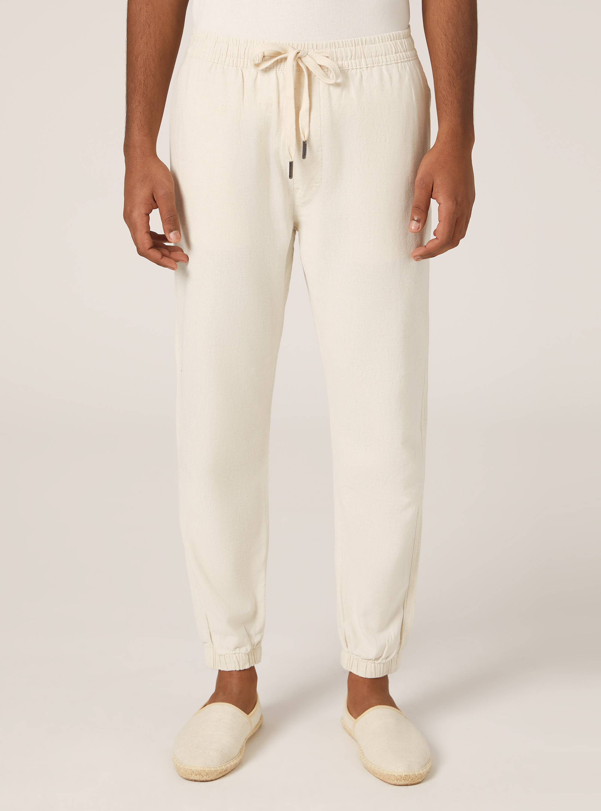 Jogginghose aus Leinenmischung, MWH1 WHITE MEL DARK