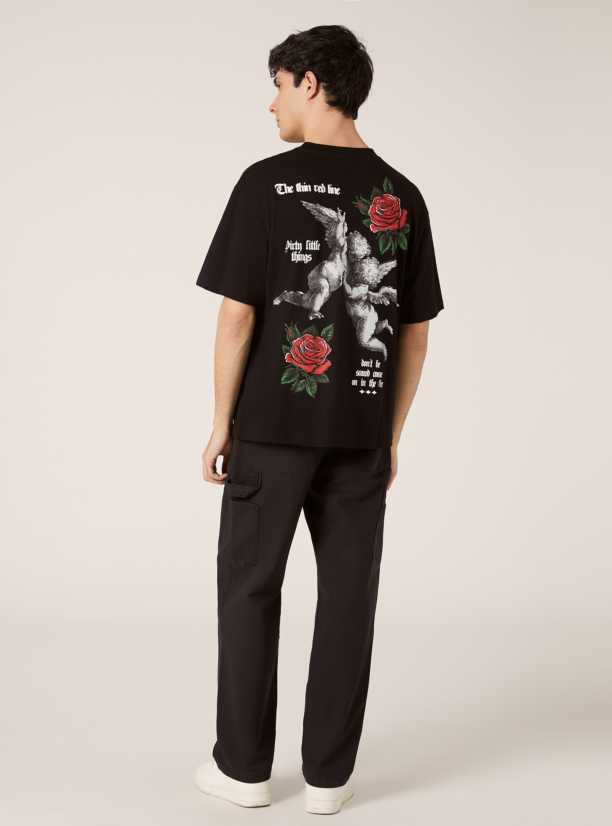 Boxy fit T-shirt with POP STATEMENT print, BK1 BLACK