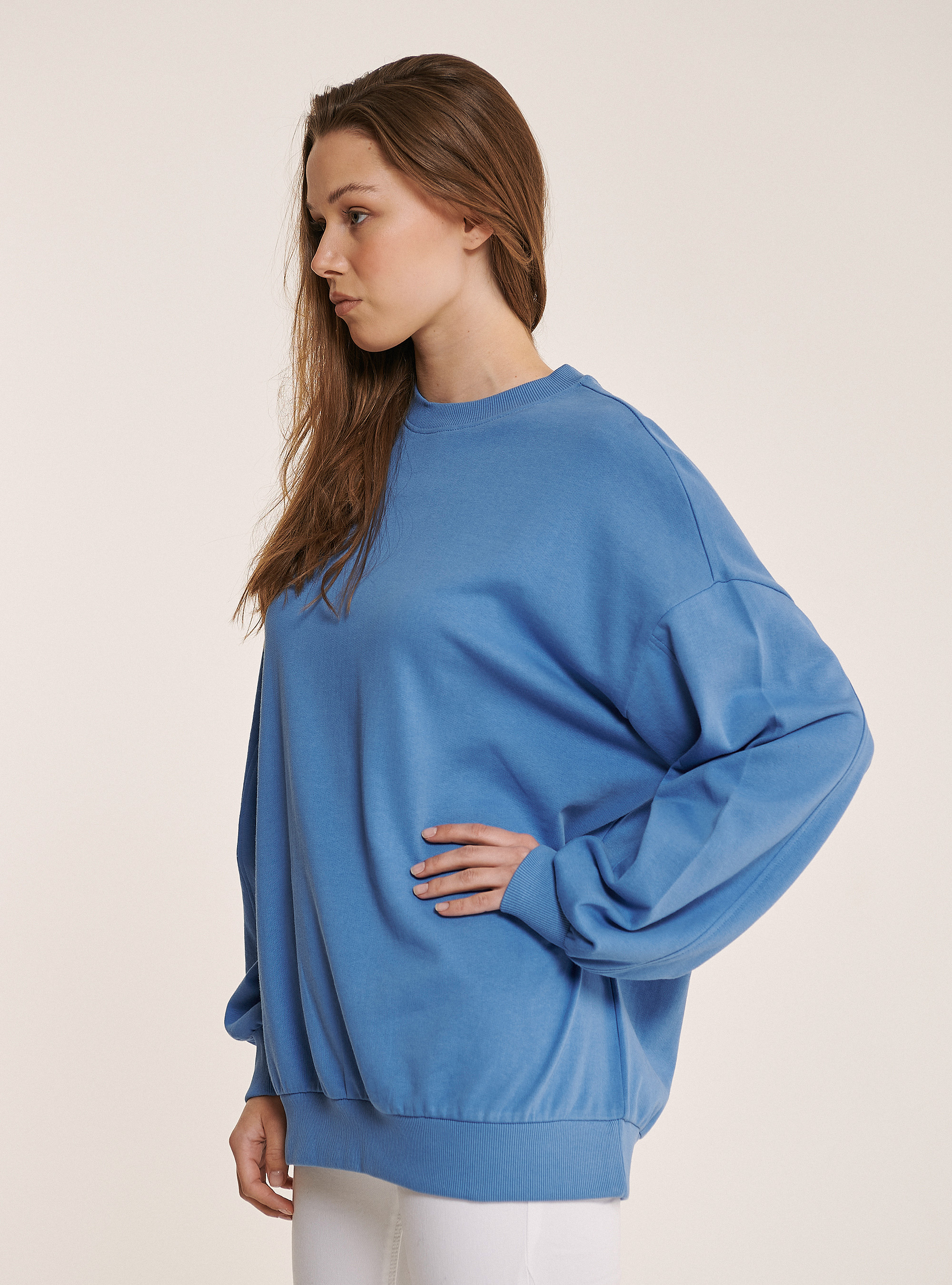 Basic oversize sweatshirt, C1197 AZZURRE