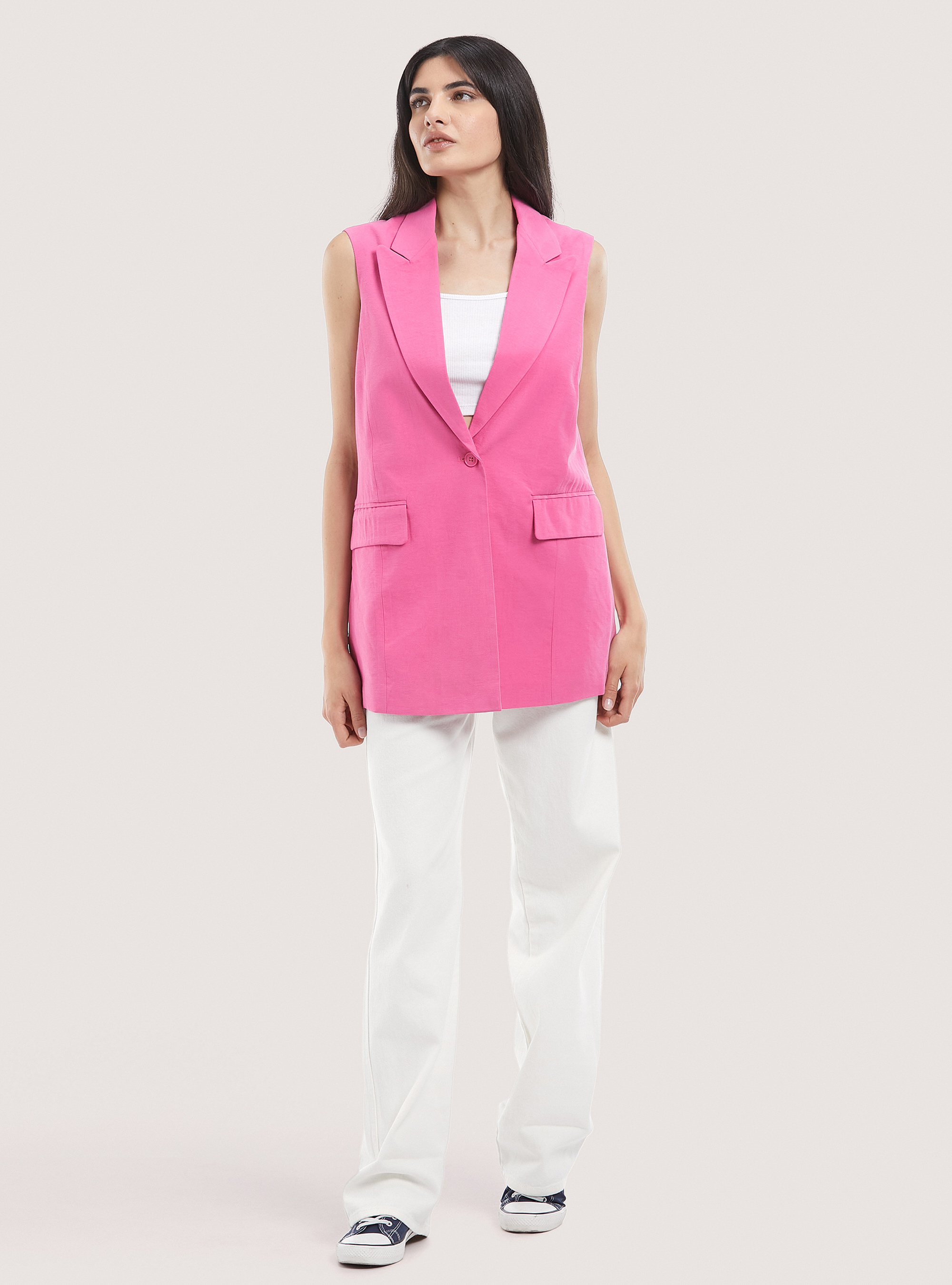 Vest with lapels and pockets, FX2 FUXIA MEDIUM