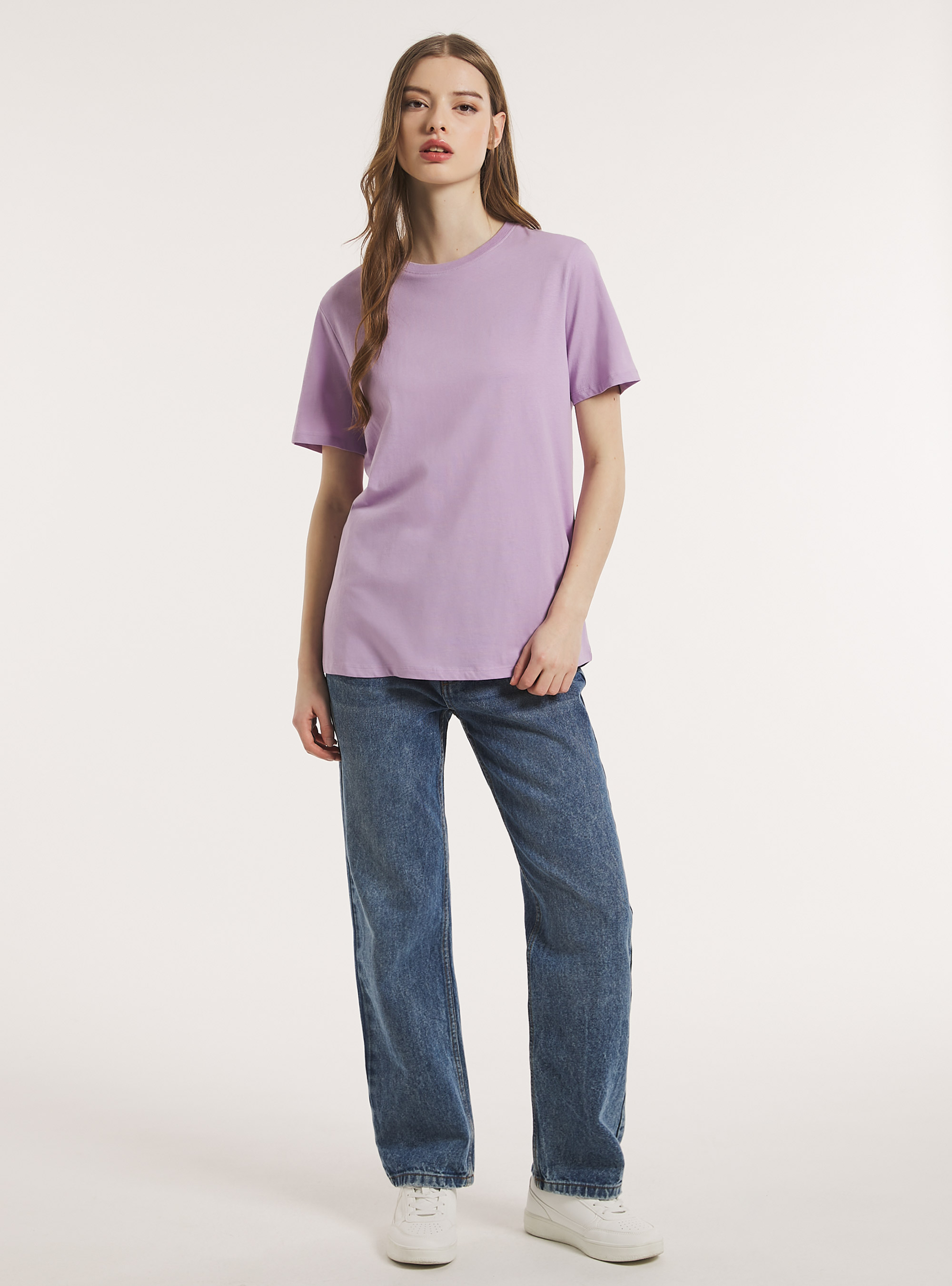 Crew-neck cotton T-shirt, LC2 LILLAC MEDIUM