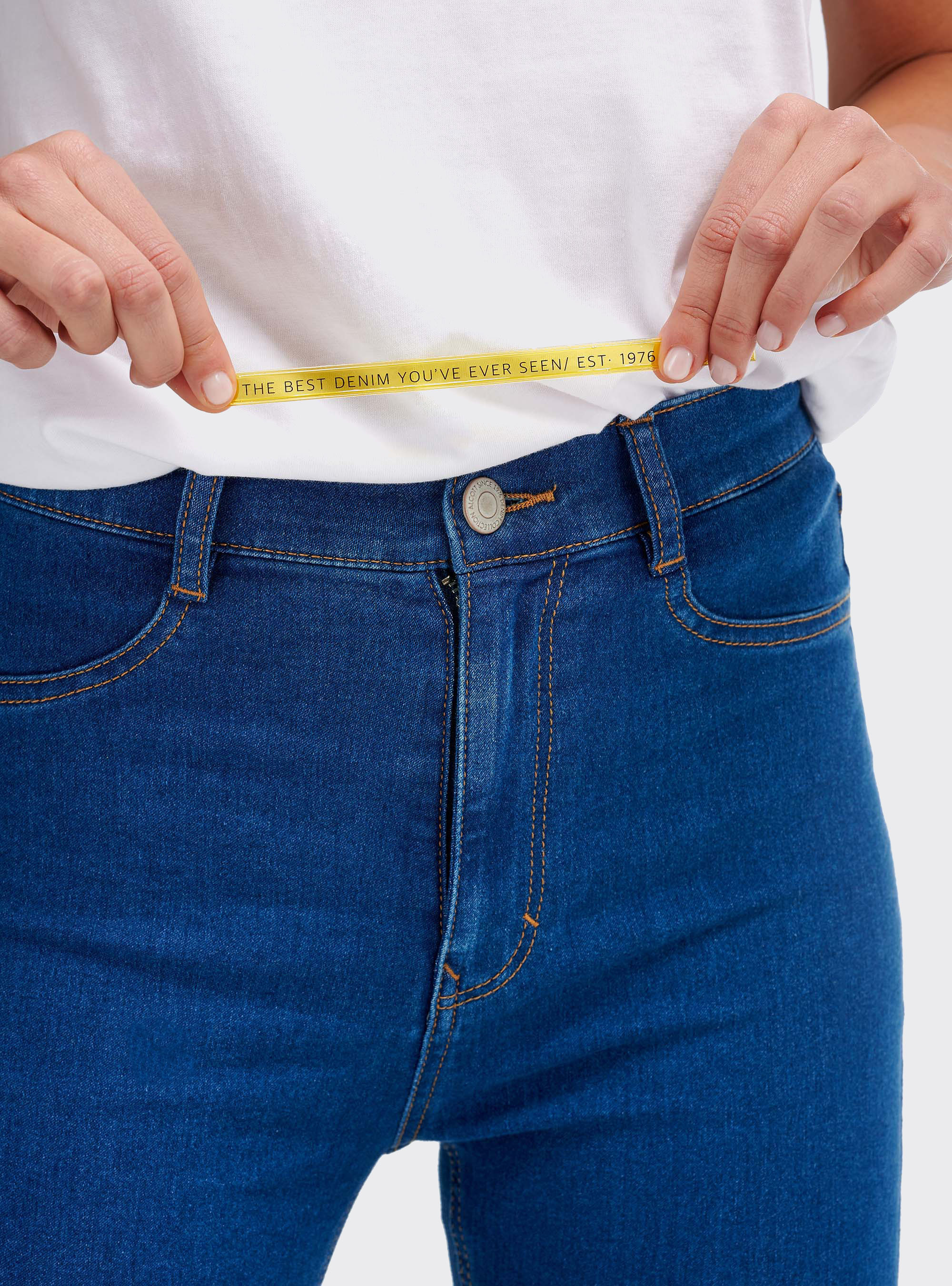 Jean skinny raccourci taille haute, C284 AZZURRE