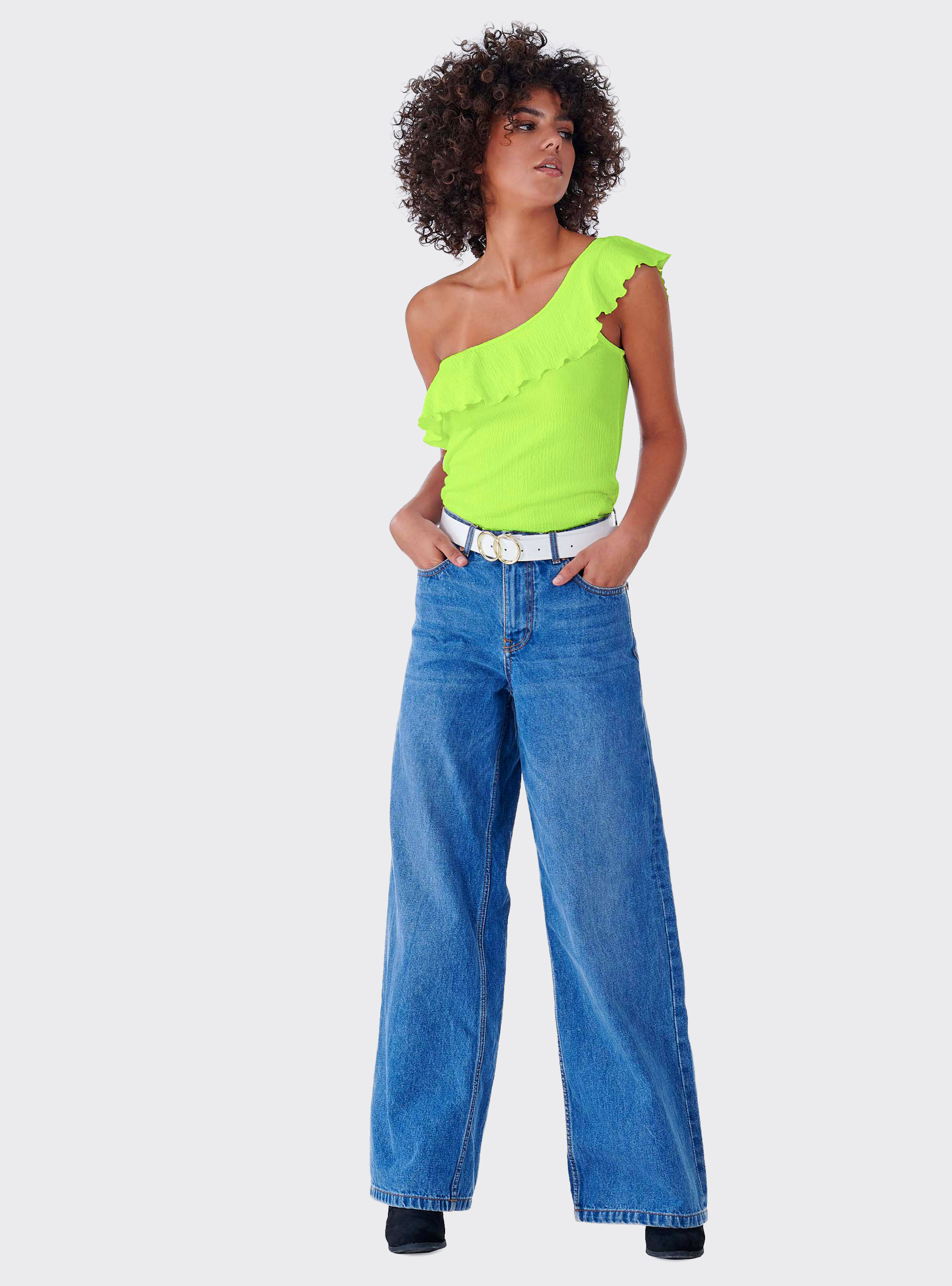 One-shoulder t-shirt, C785 YELLOW