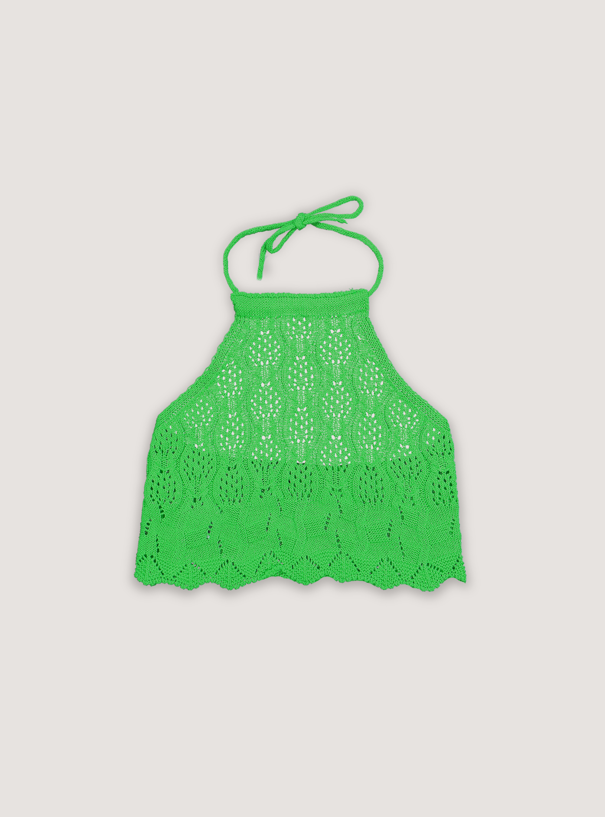 Cropped crochet knit top, GN1 DARK GREEN