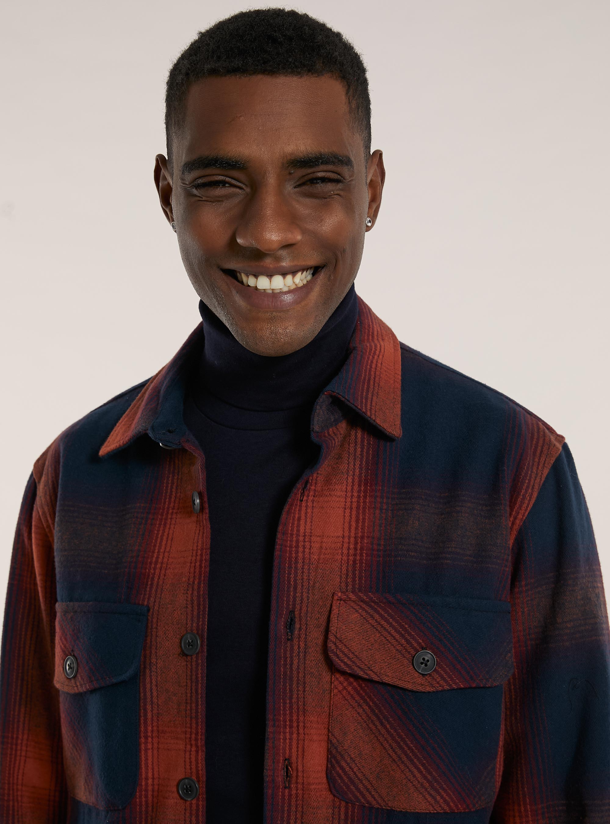 Checked shirt jacket, OR1 ORANGE DARK