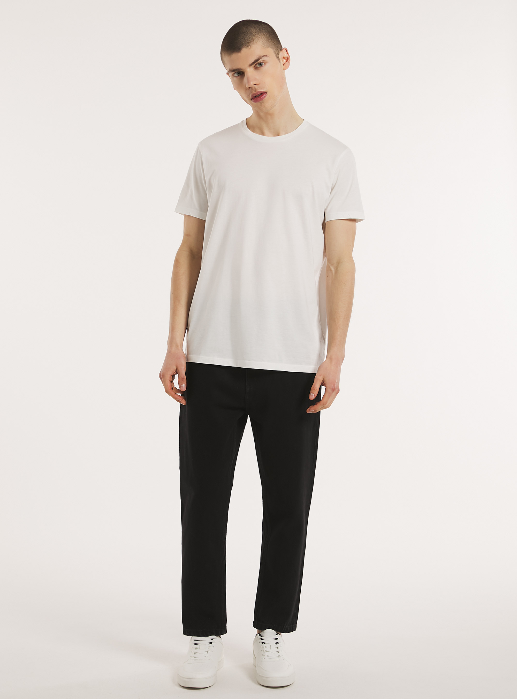 Pantalon en sergé de coupe relaxed, BK1 BLACK