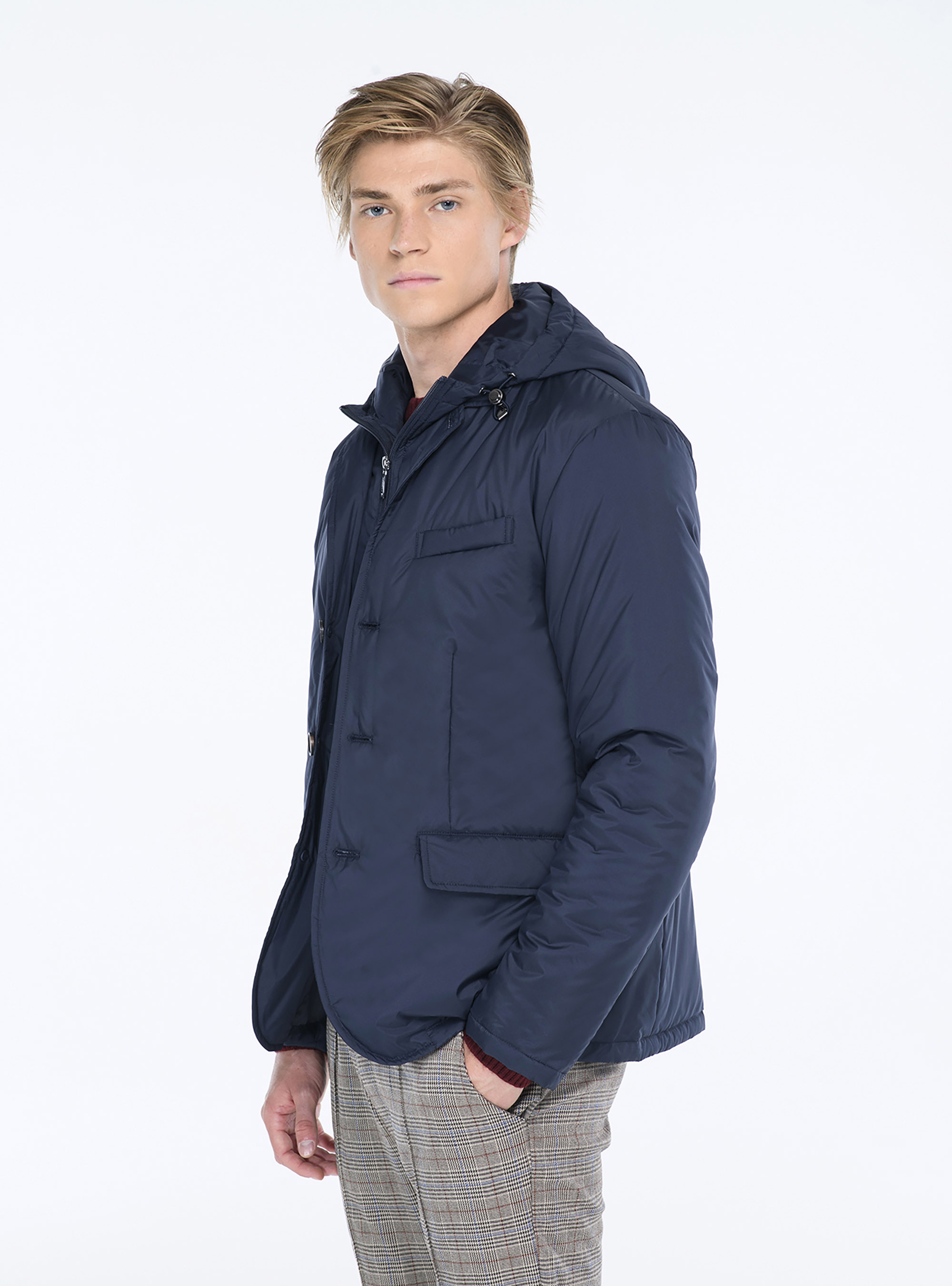 Jacket with zip and buttonS, AZUL MARINO