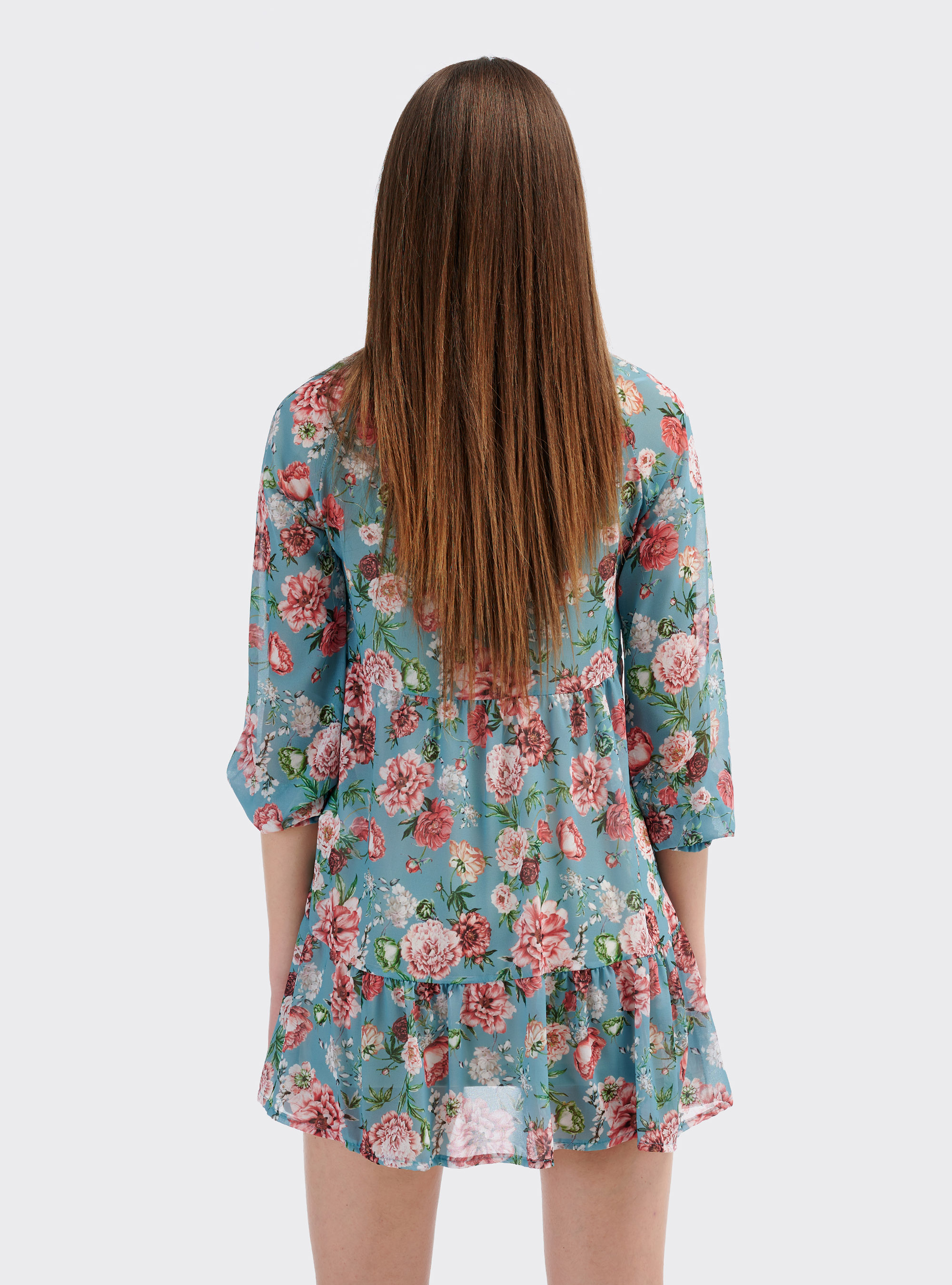 Robe babydoll &agrave; imprim&eacute; floral color&eacute;, C663 GREEN