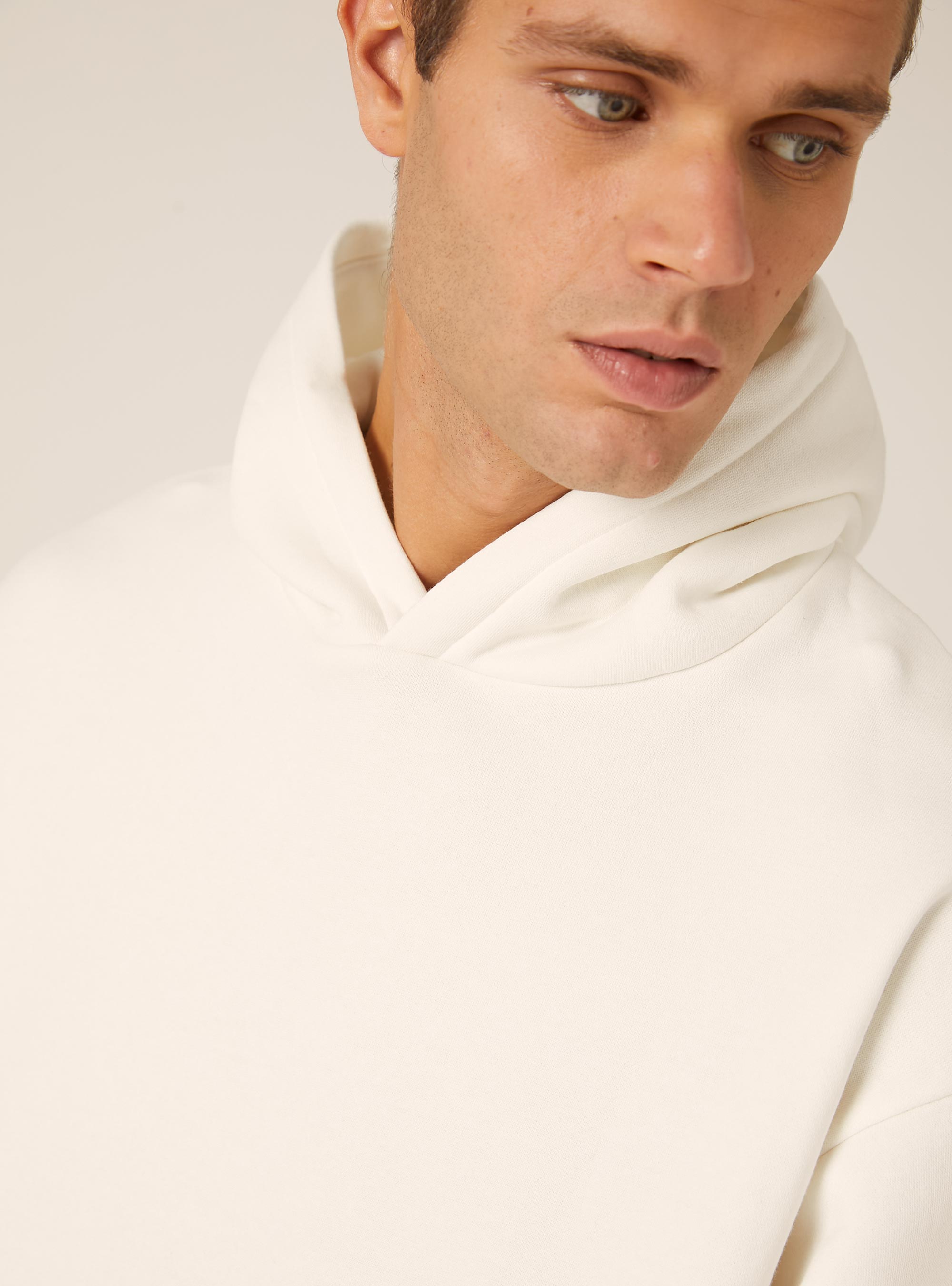 Felpa con cappuccio boxy fit, WH2 WHITE