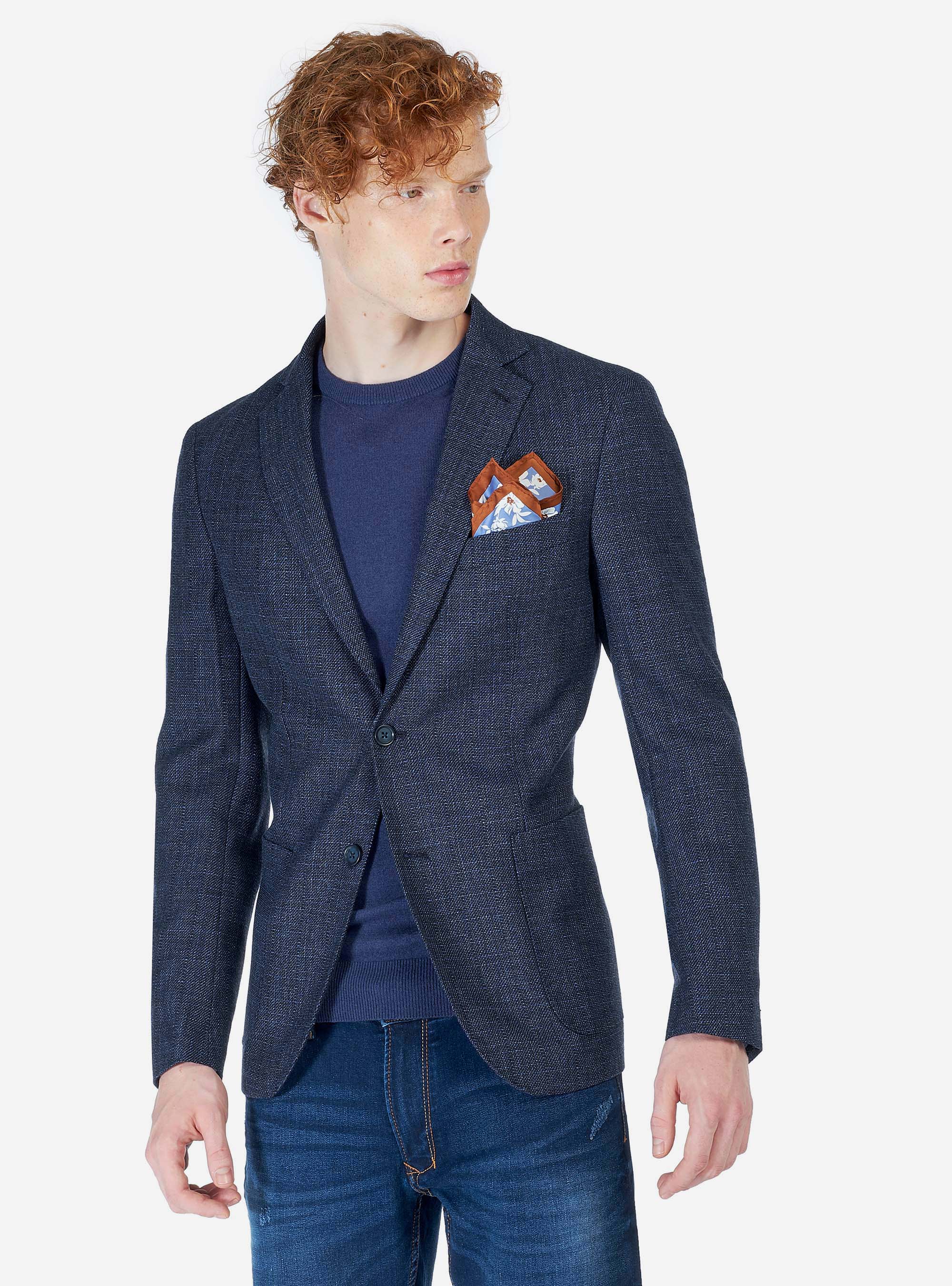 WOOL JACKET, BLUE MELANGE