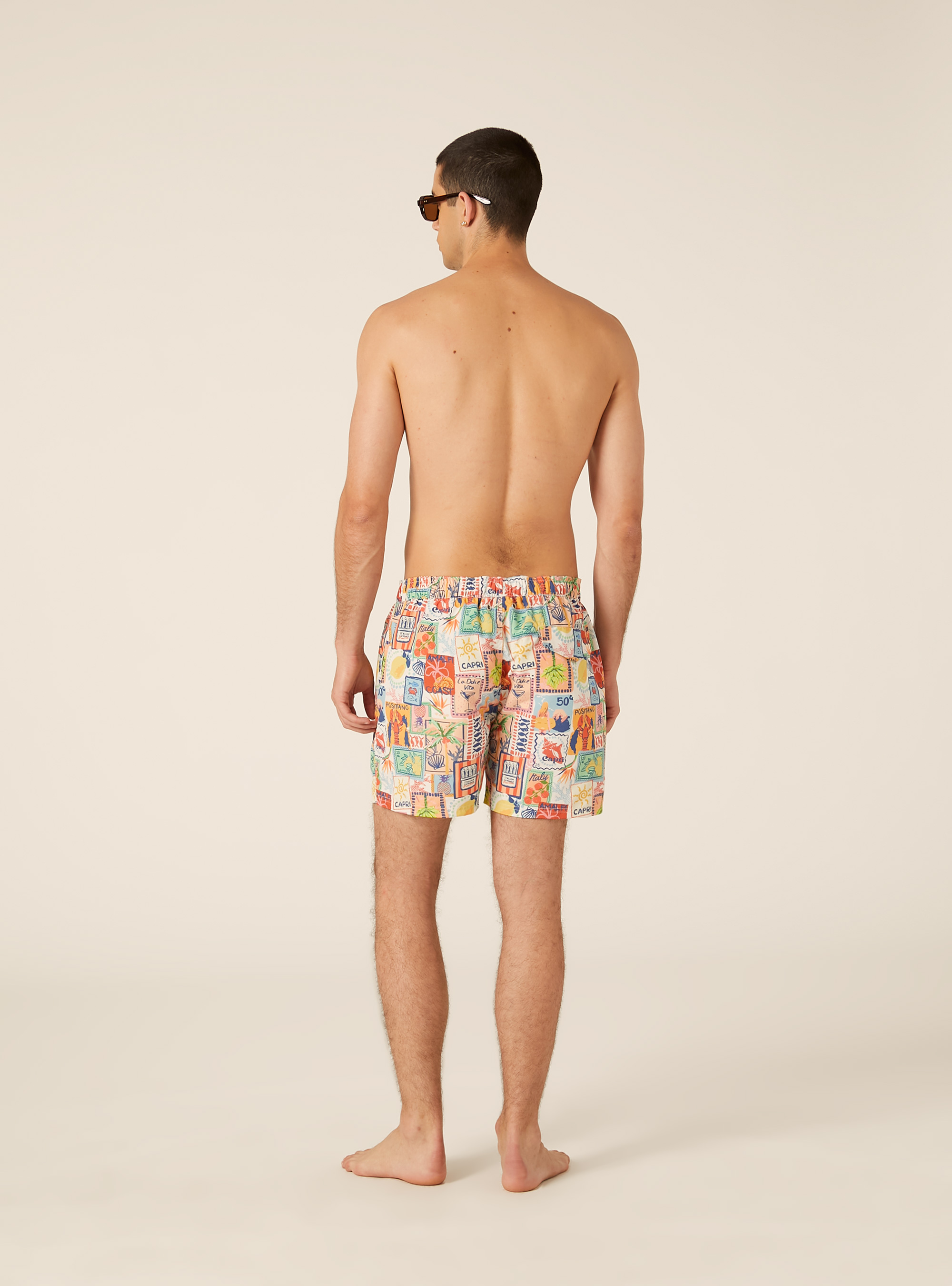 Vintage Stamp Print Swim Shorts, YE2 YELLOW MEDIUM