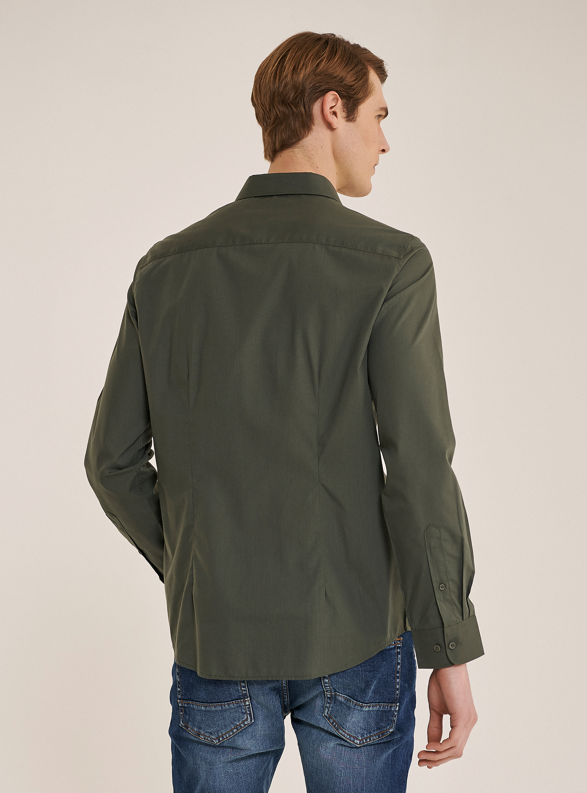 Einfarbiges Langärmliges Hemd, C6603 KAKY