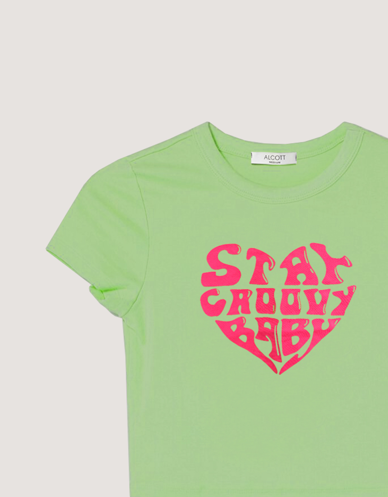 Cropped lace-up T-shirt with ''Fancy Collection'' print, GC2 MEDIUM ACID GREEN