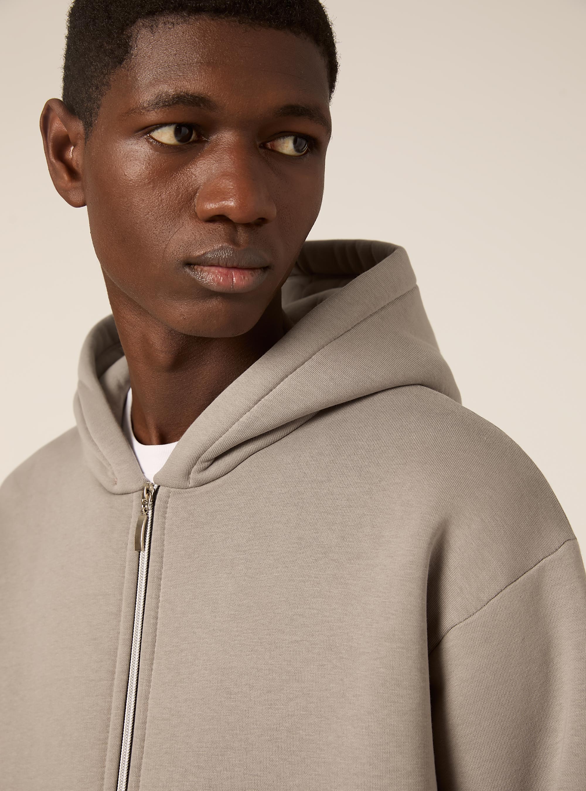 Boxy fit zip-up hoodie, GY2 GREY MEDIUM