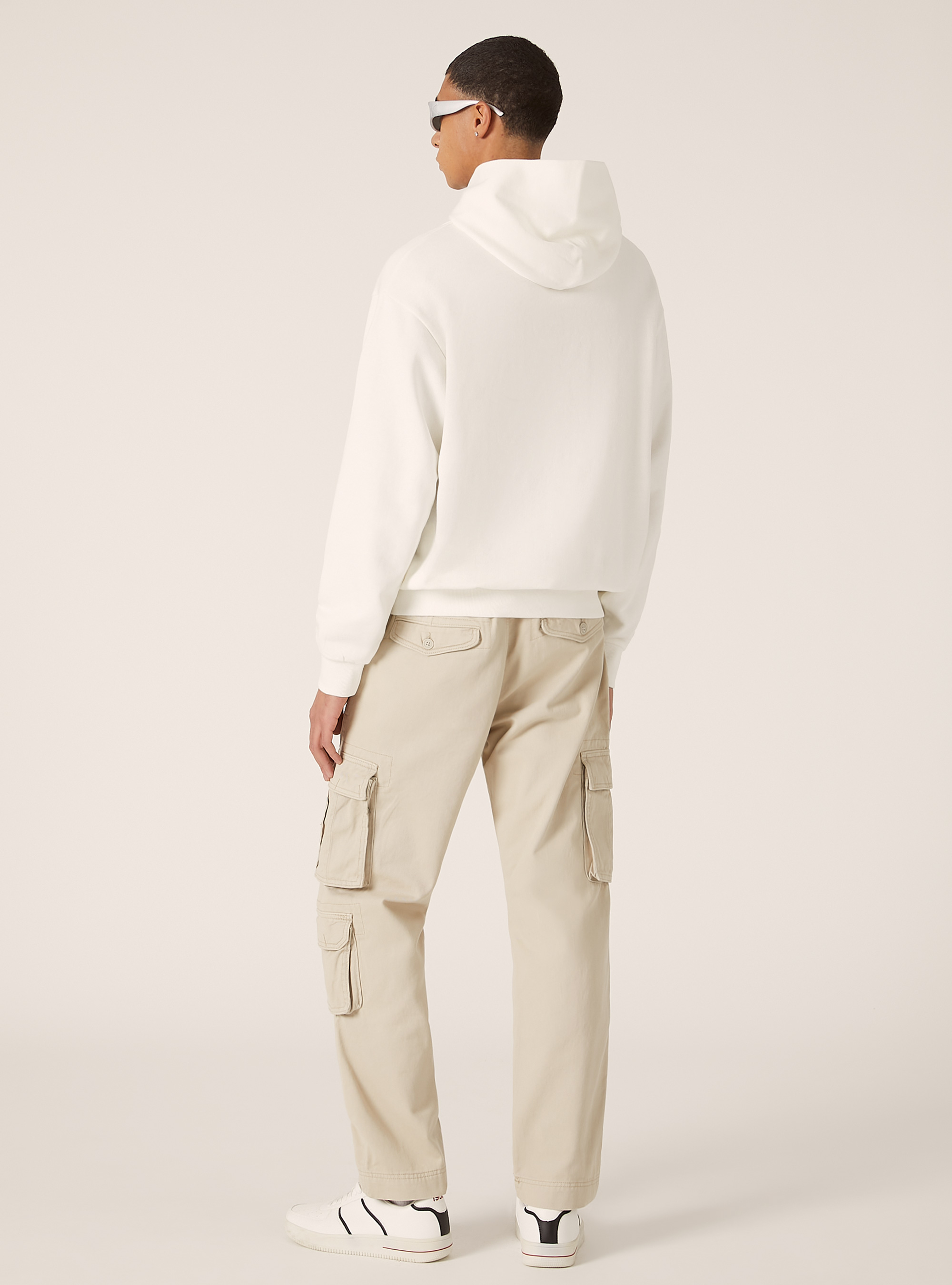 Boxy Fit Hooded Sweatshirt, WH1 OFF WHITE