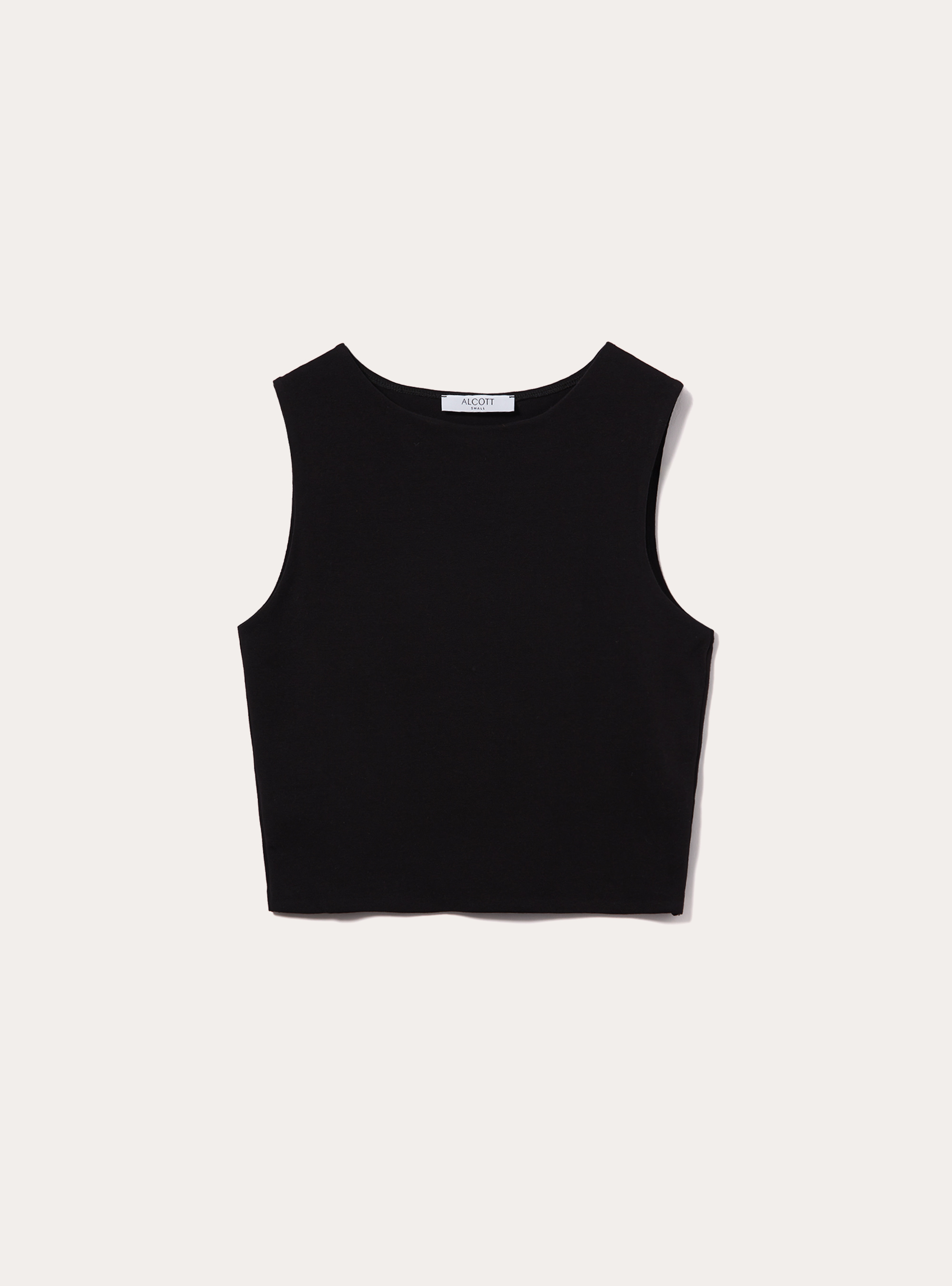 Canotta basica in jersey elasticizzato crop fit, BK1 BLACK
