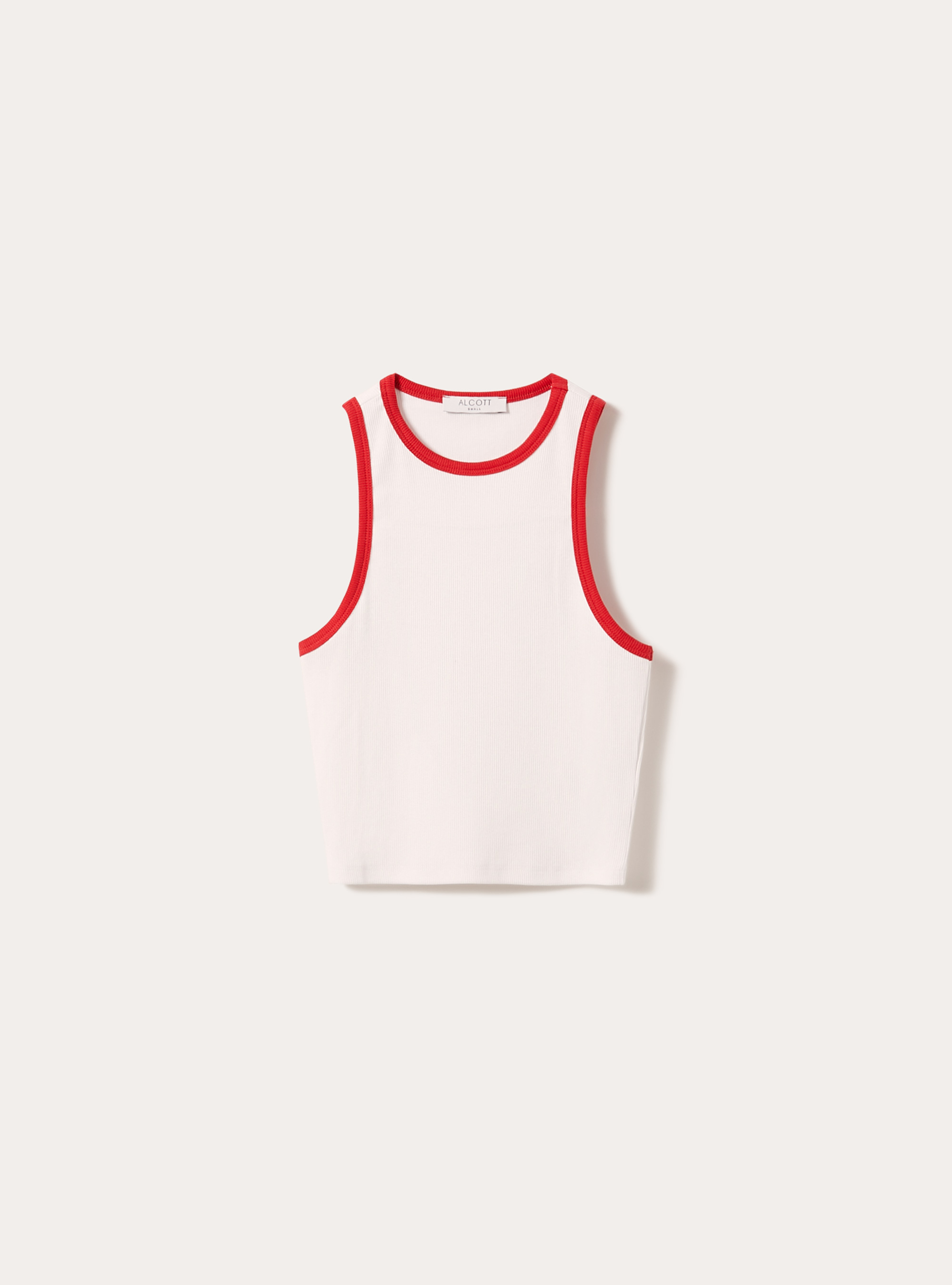 Cropped tank top with contrasting hems, WH3 WHITE