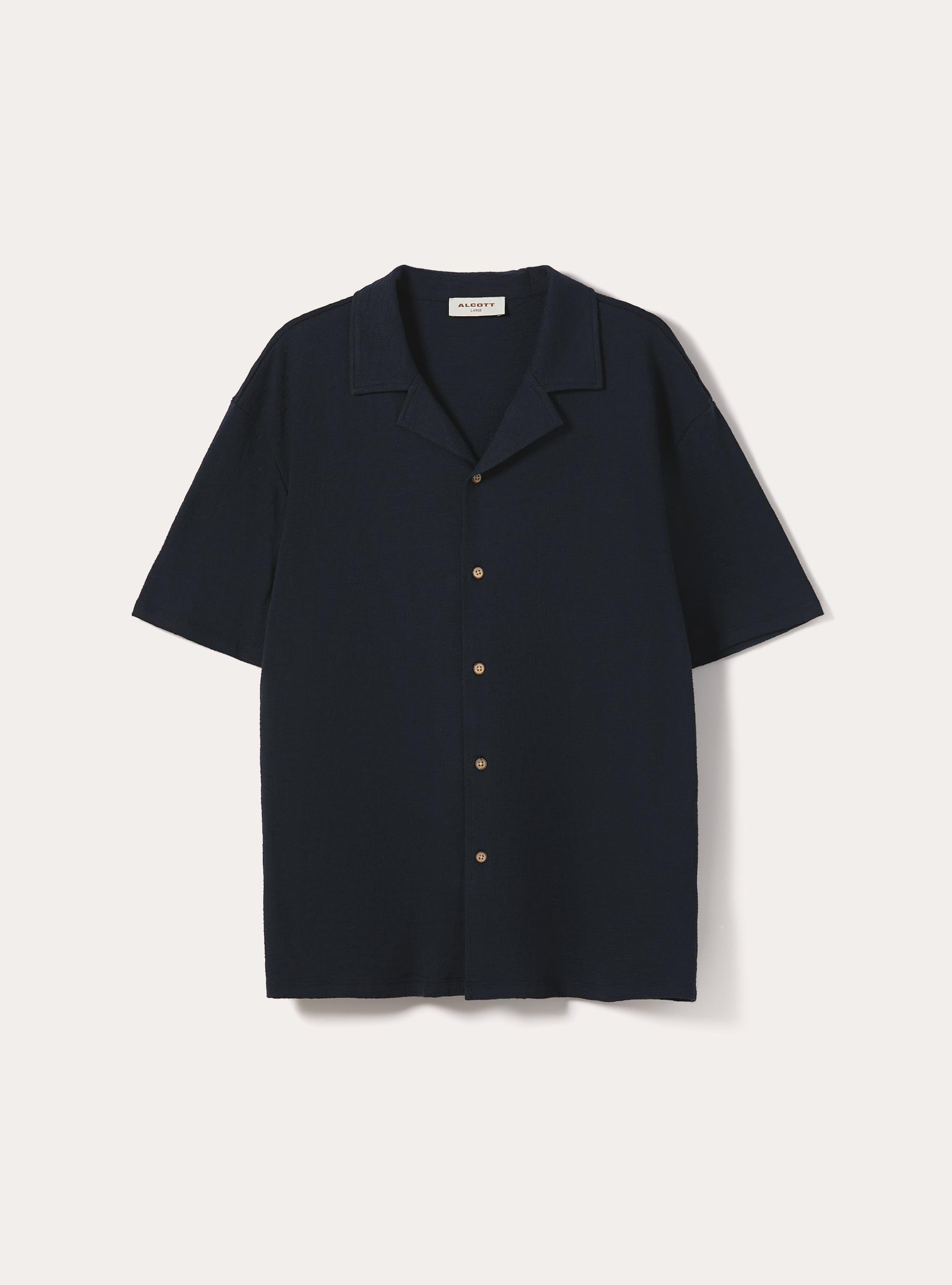 Camicia bowling in jersey texture regular fit, NA1 NAVY DARK