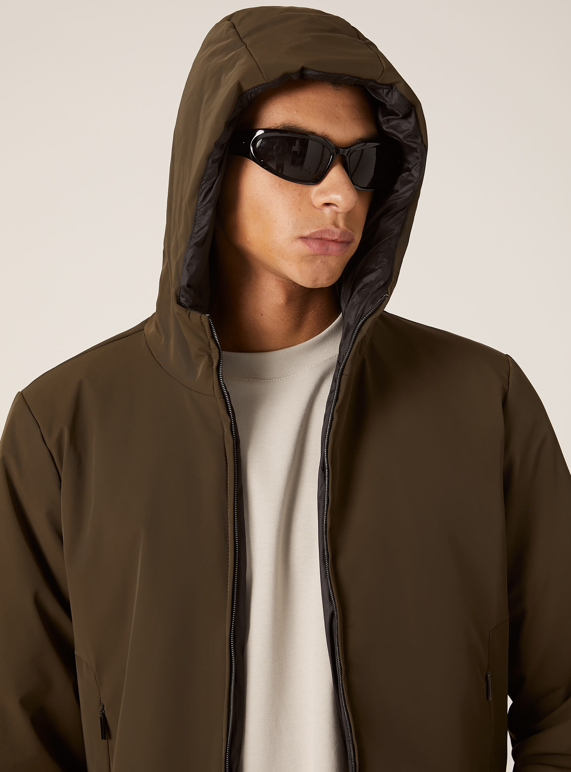 Hooded padded jacket, BR1 BROWN DARK