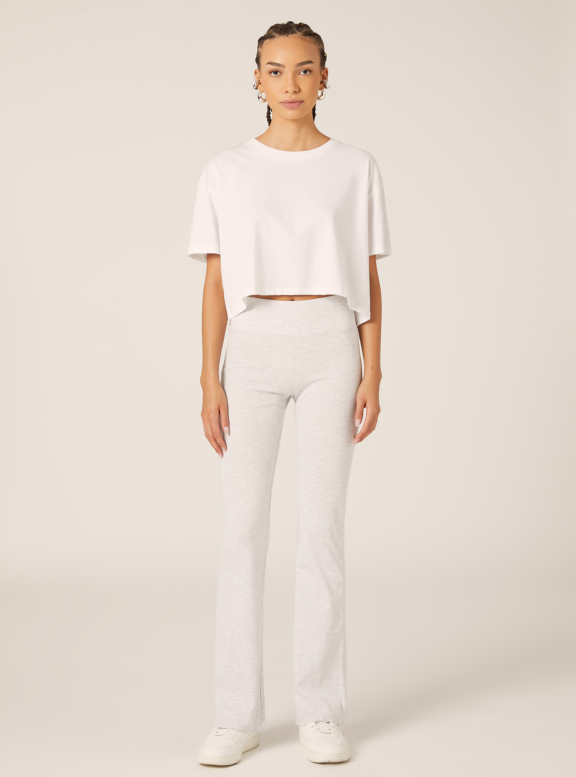 Flared leggings, MGY3 GREY MEL LIGHT