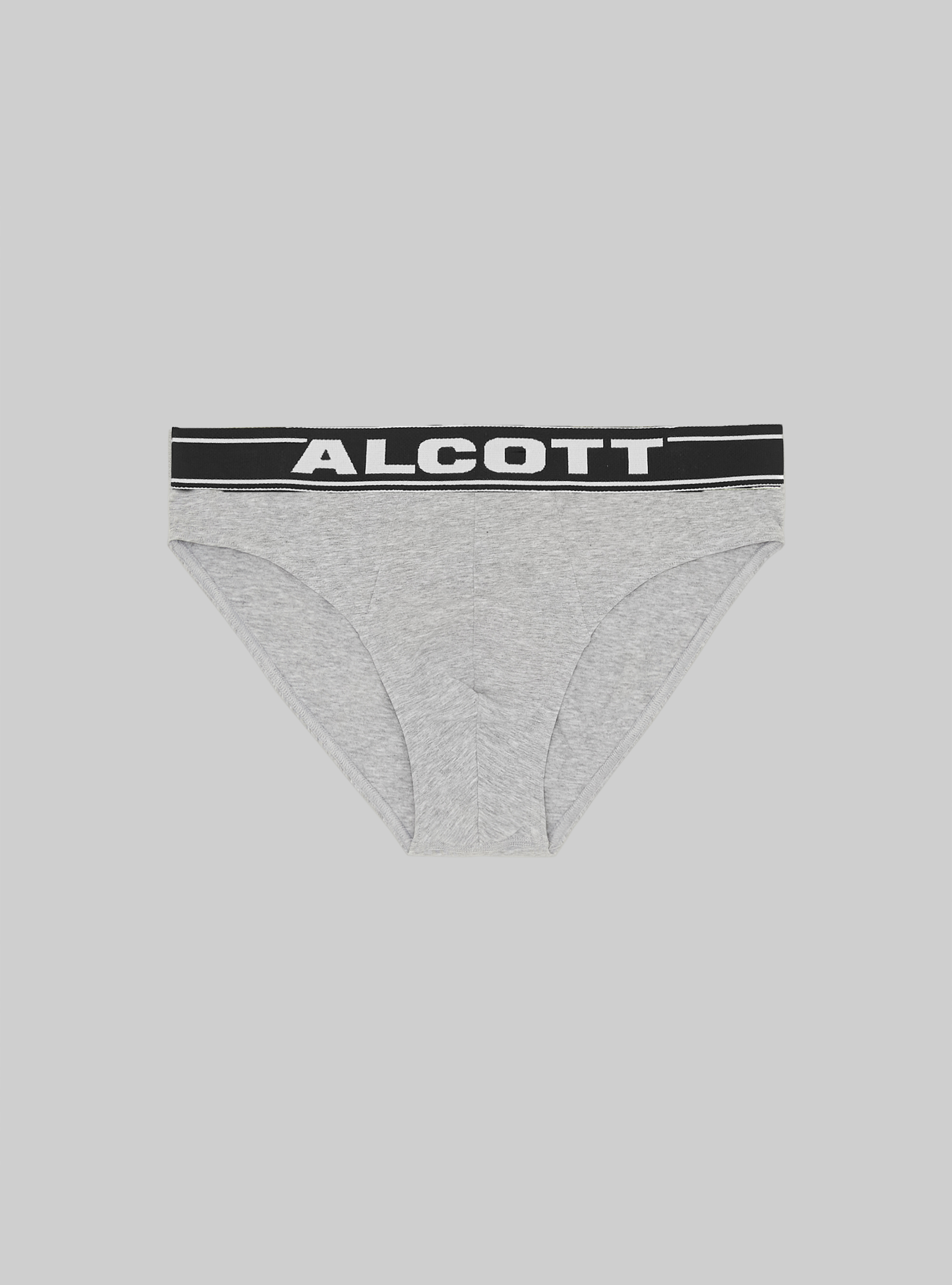 Stretch cotton briefs with logo, MGY2 GREY MEL MEDIUM