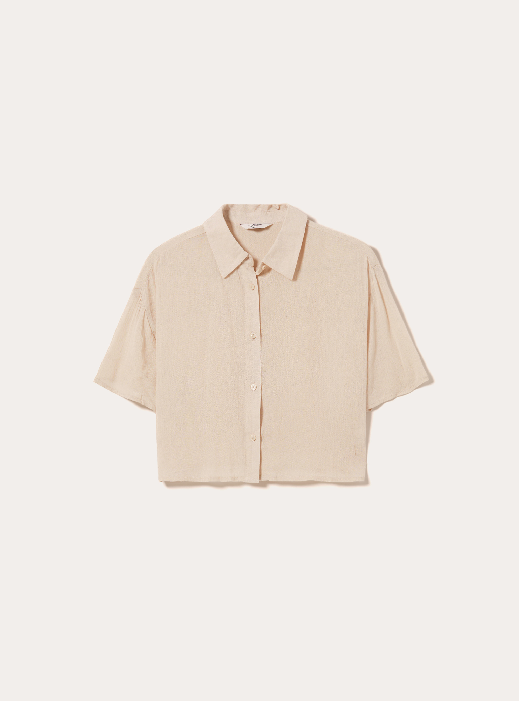 Cropped crepe shirt, BG3 BEIGE LIGHT
