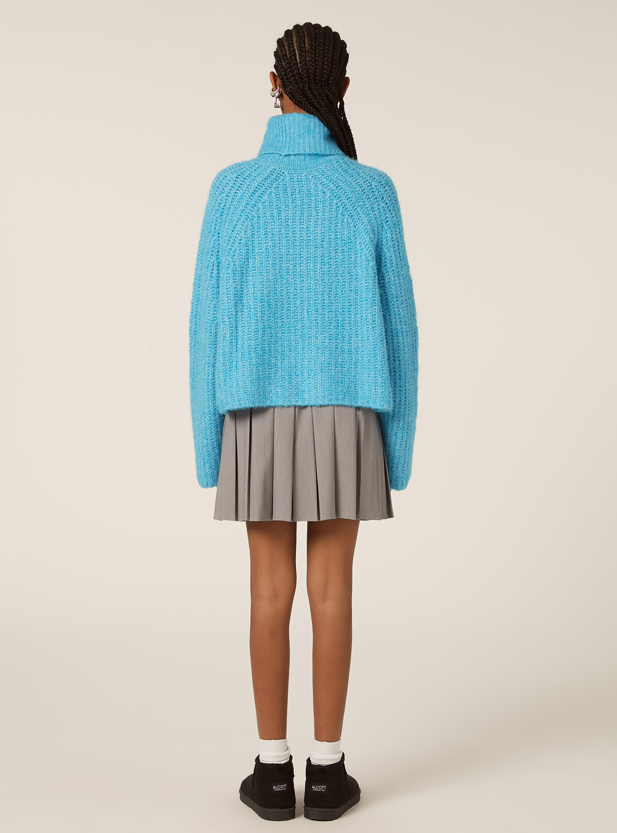 Jersey de cuello alto con canalé inglés, MAZ2 AZURE MEL MEDIUM