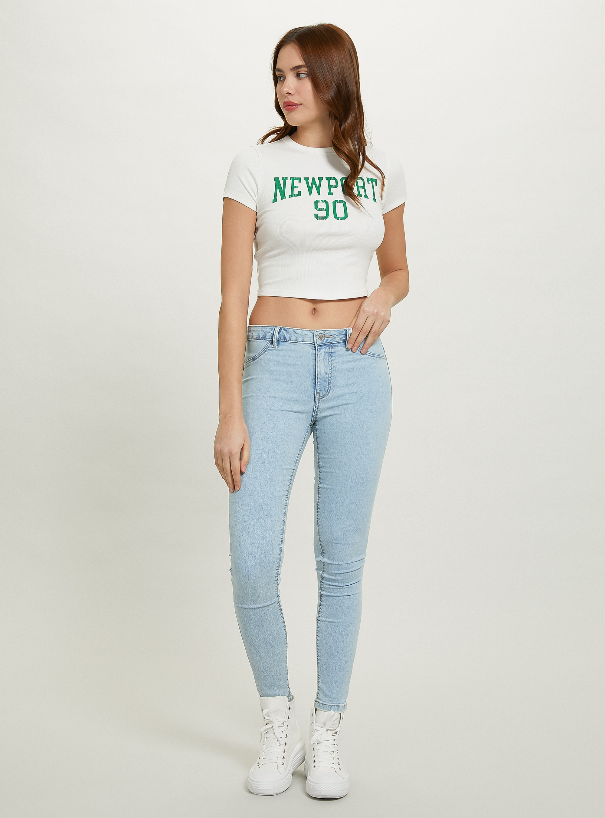 T-shirt court avec imprim&eacute; universitaire, WH2 WHITE