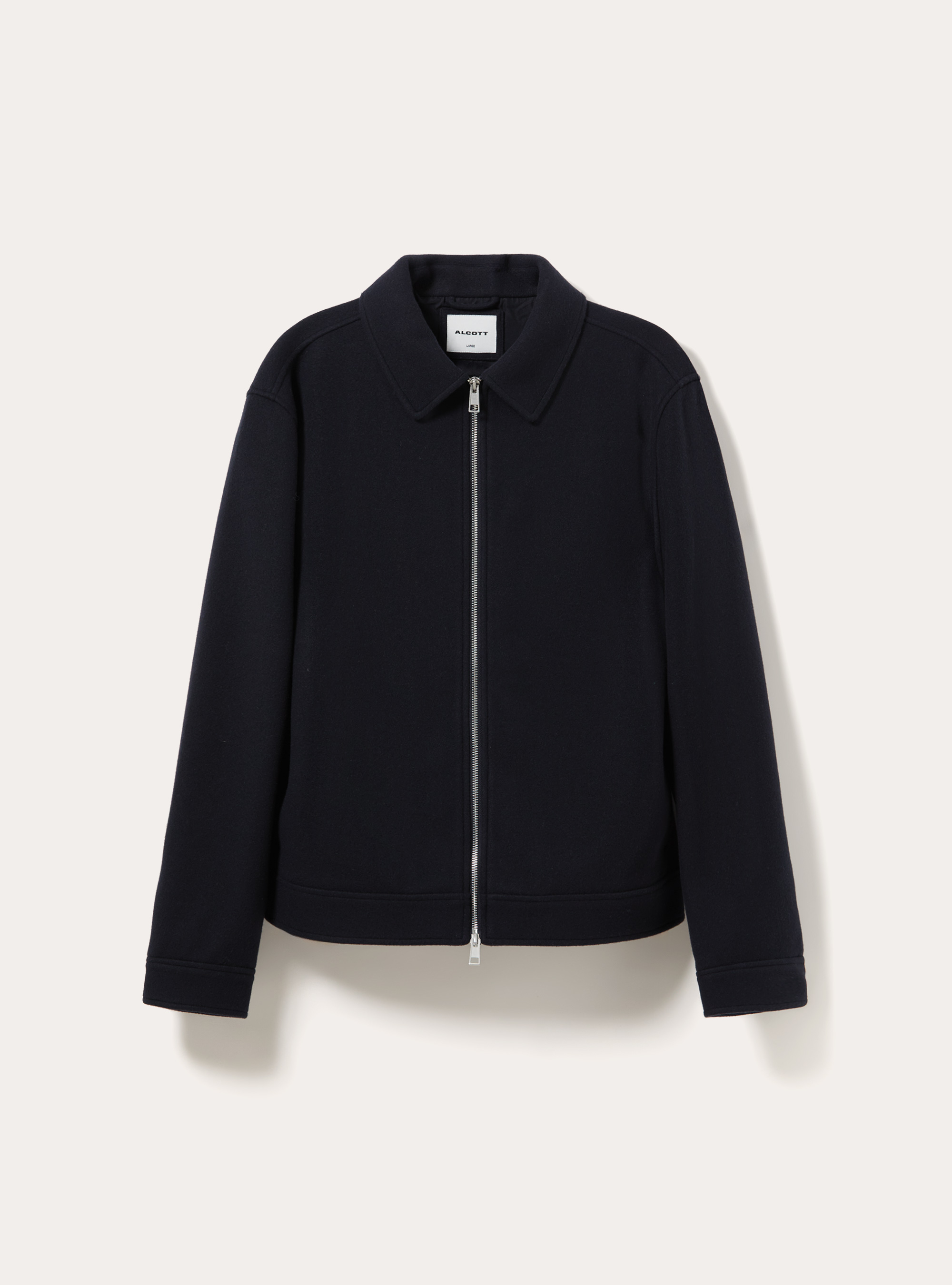Bomber con colletto e zip frontale in panno, NA1 NAVY DARK