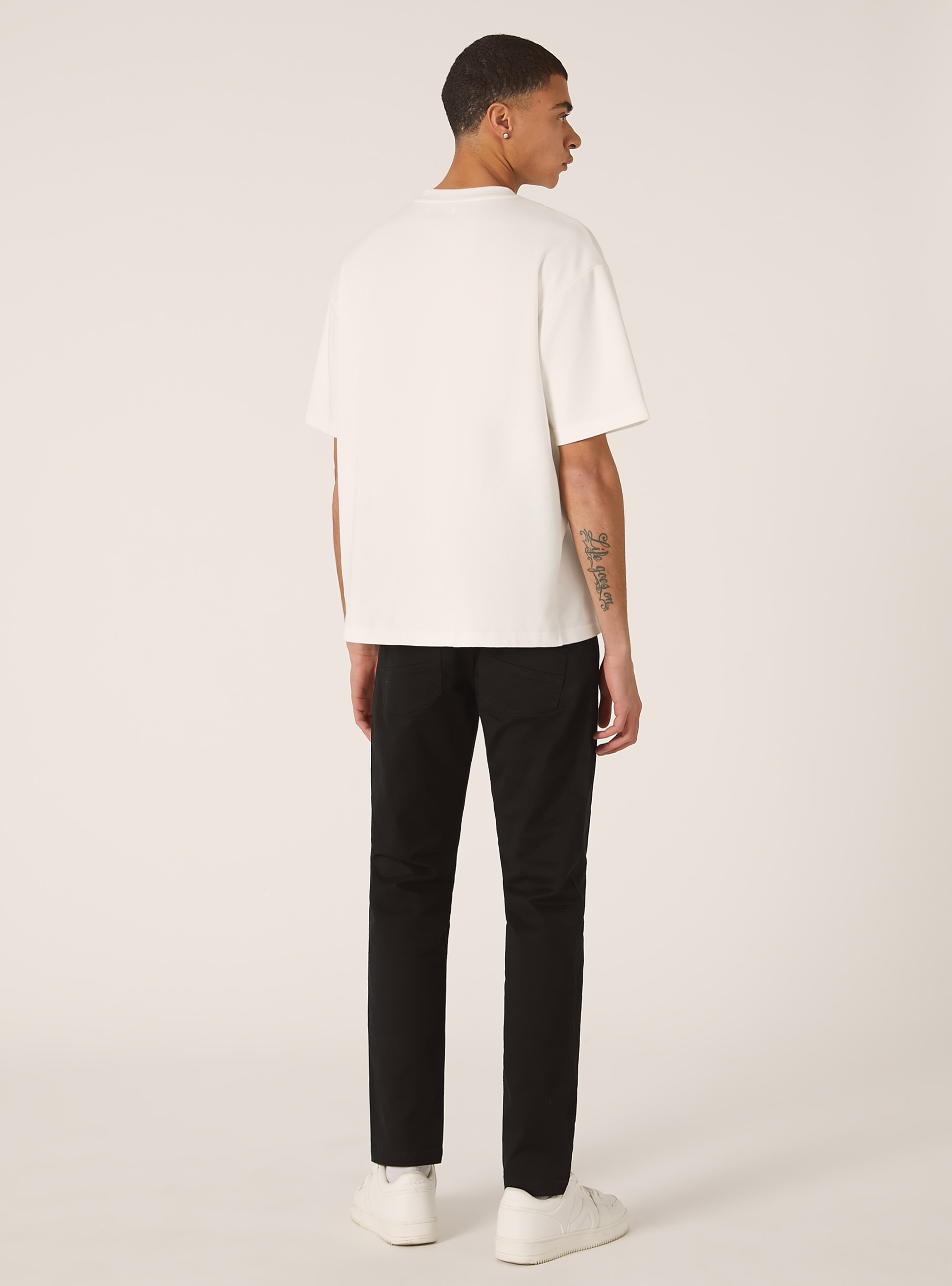 Skinny fit cotton trousers, BK1 BLACK