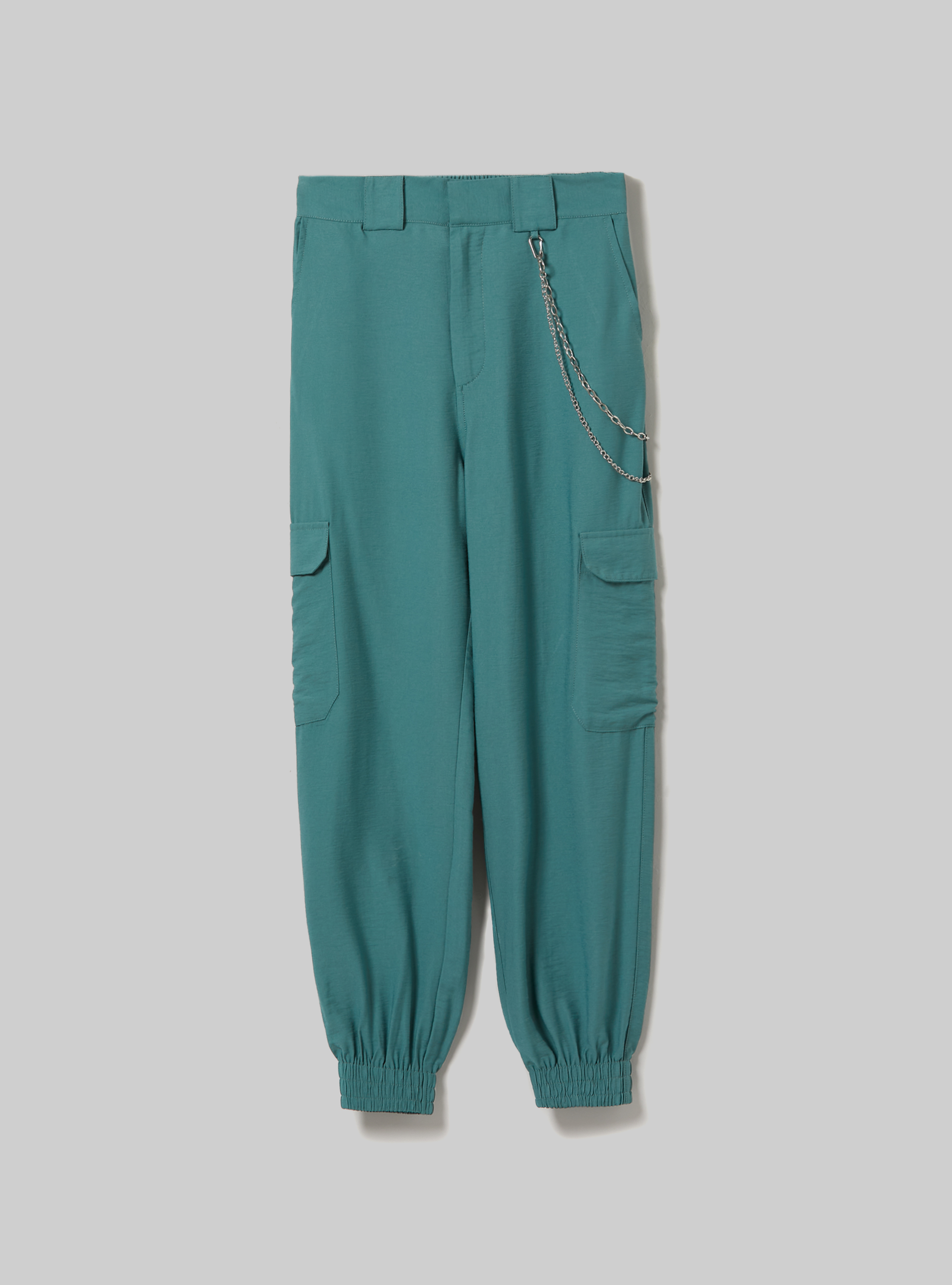 Linen blend chain trousers, GN2 GREEN MEDIUM