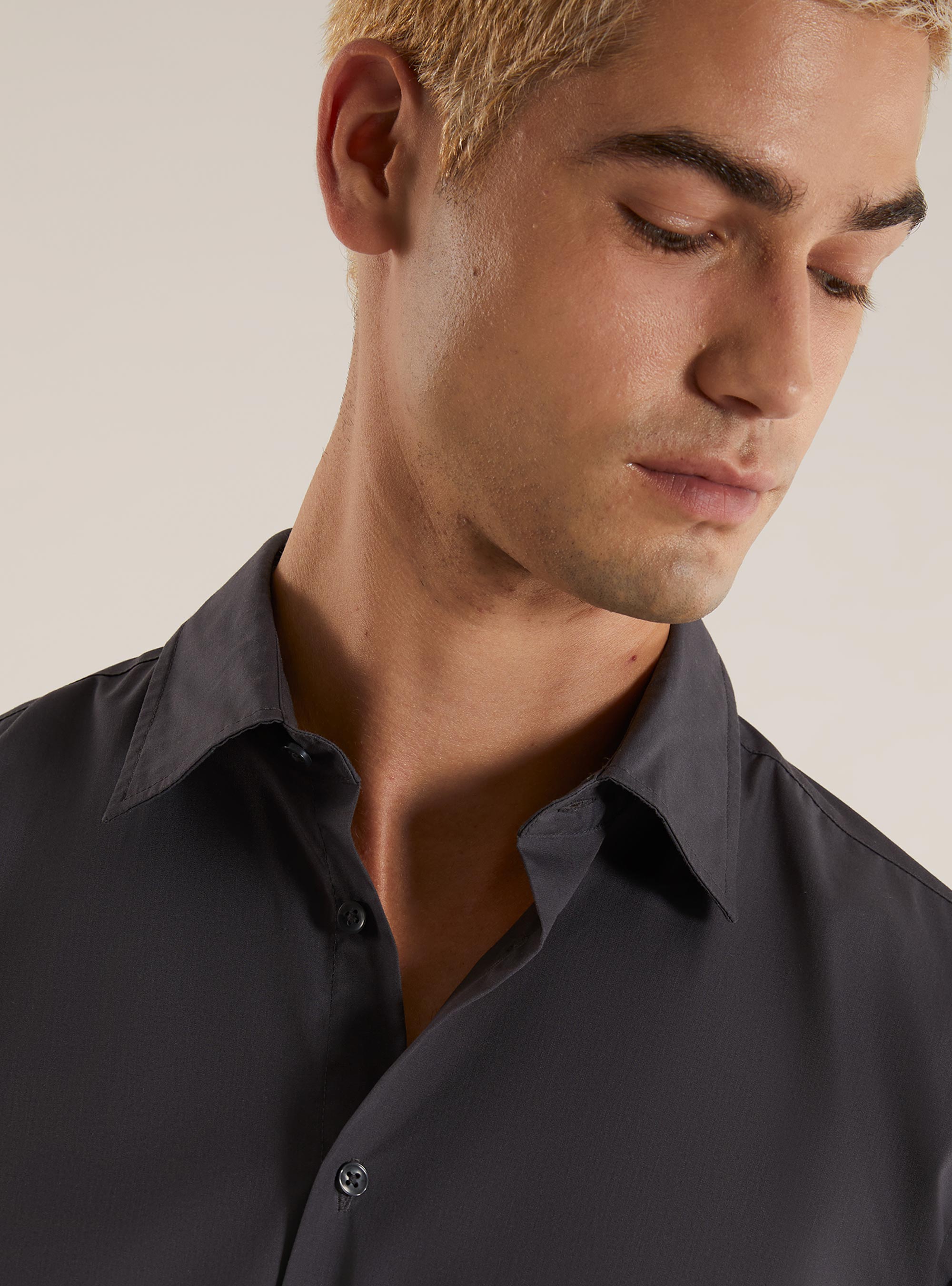 Chemise à manches longues de couleur unie, GY1 GREY DARK