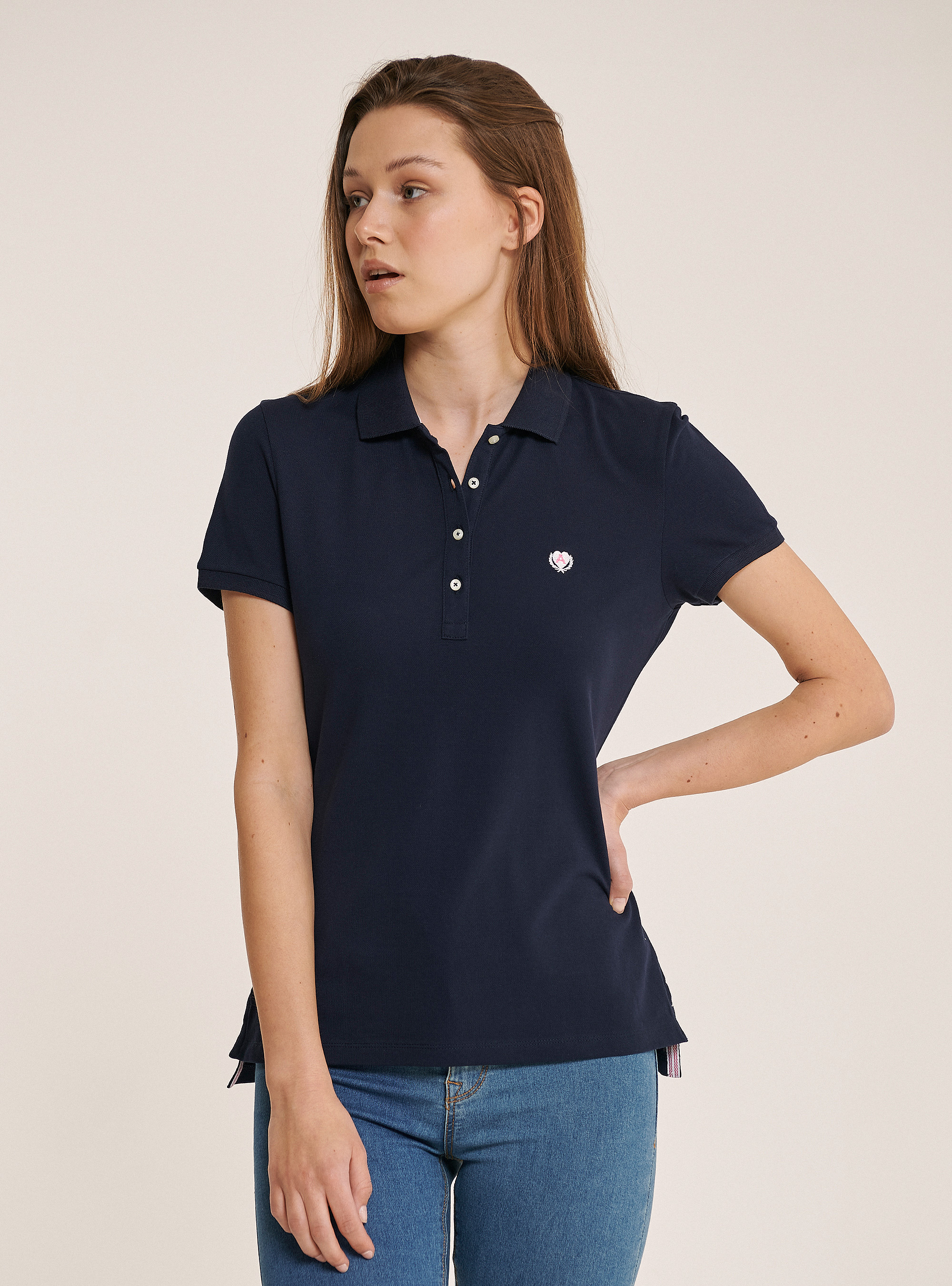 Polo shirt in cotton piquet, BLUE