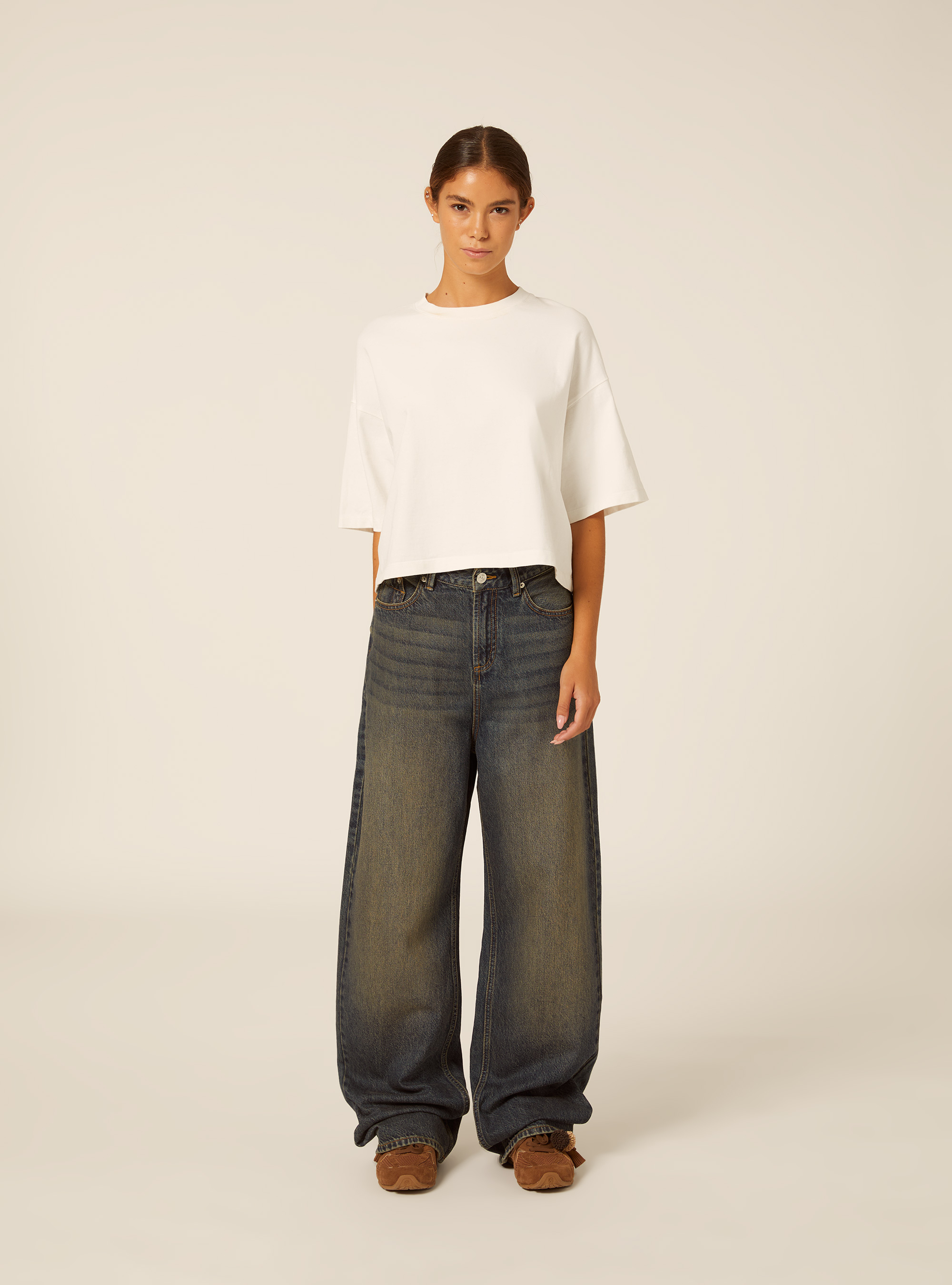 Wide leg jeans, D100 BLUE DARK OVERDYE