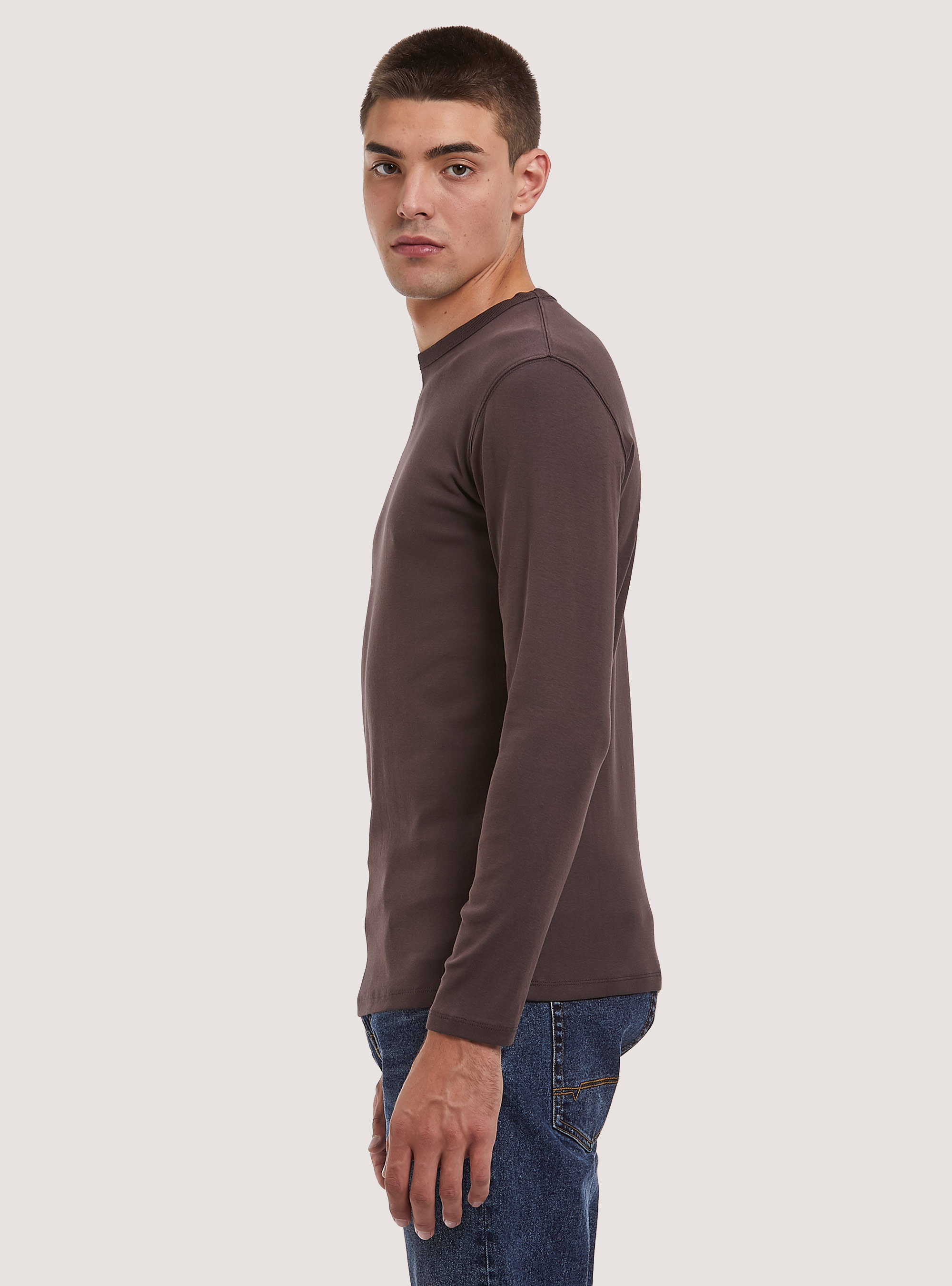 Long-sleeved cotton T-shirt, BR3 BROWN LIGHT