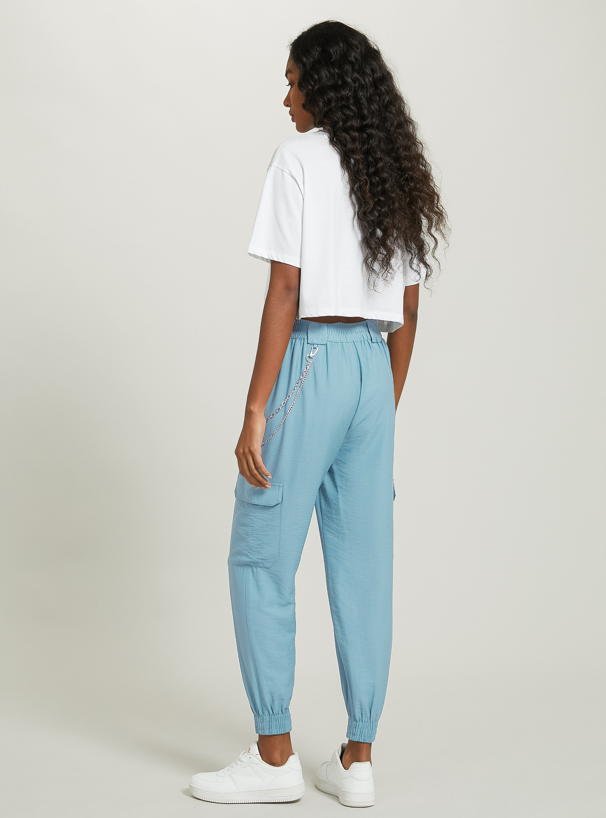 Hose aus einer Leinenmischung mit Kette, AZ2 AZURE MEDIUM